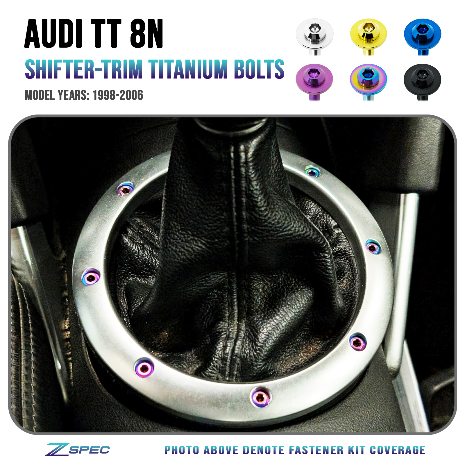 ZSPEC Shifter Trim-Ring Dress-Up Hardware Kit for the Audi TT 1st-Gen 8N, Titanium