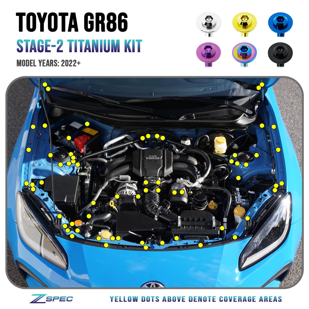 ZSPEC Stage 2 Dress Up Bolts Fastener Kit 22 Toyota GR86