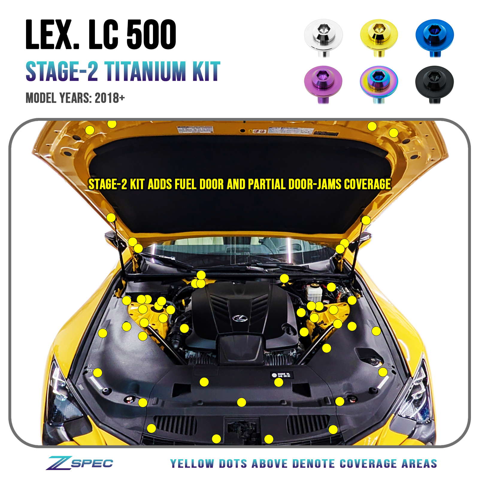 ZSPEC Stage-2 Dress Up Bolts® Hardware Kit for Lexus LC 500, Titanium
