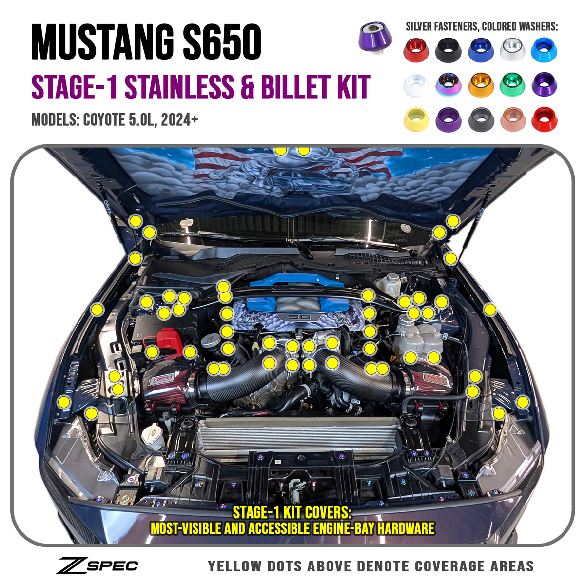 Mustang S650 Dress Up Bolts Hardware Fasteners Kit | ZSPEC Design LLC