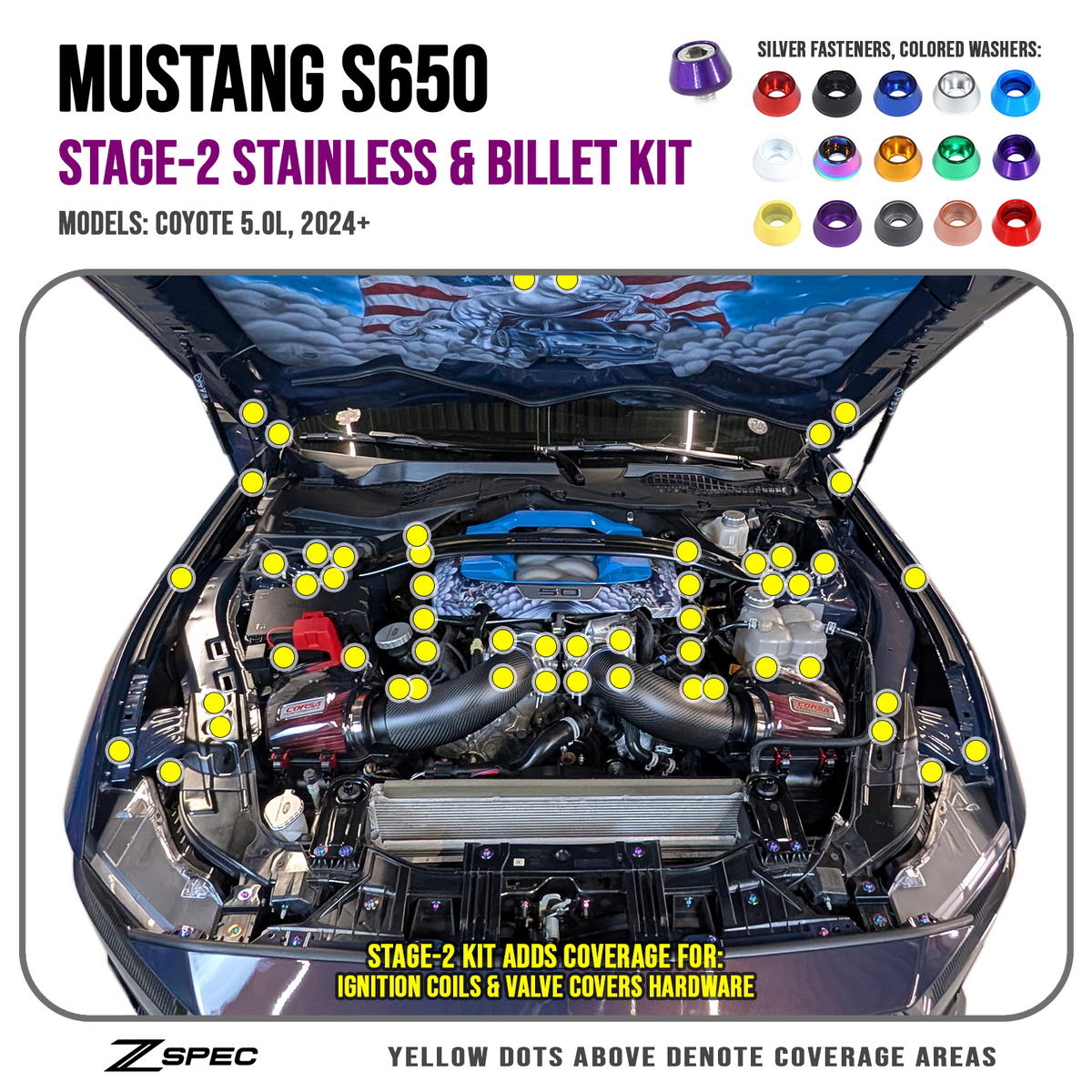 Mustang S650 Dress Up Bolts Hardware Fasteners Kit | ZSPEC Design LLC