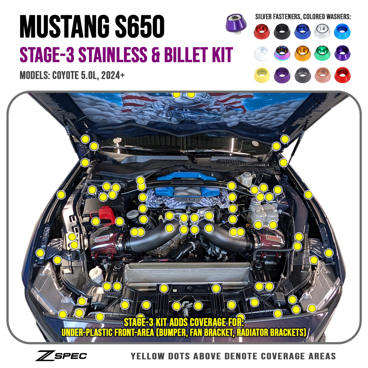 Mustang S650 Dress Up Bolts Hardware Fasteners Kit | ZSPEC Design LLC