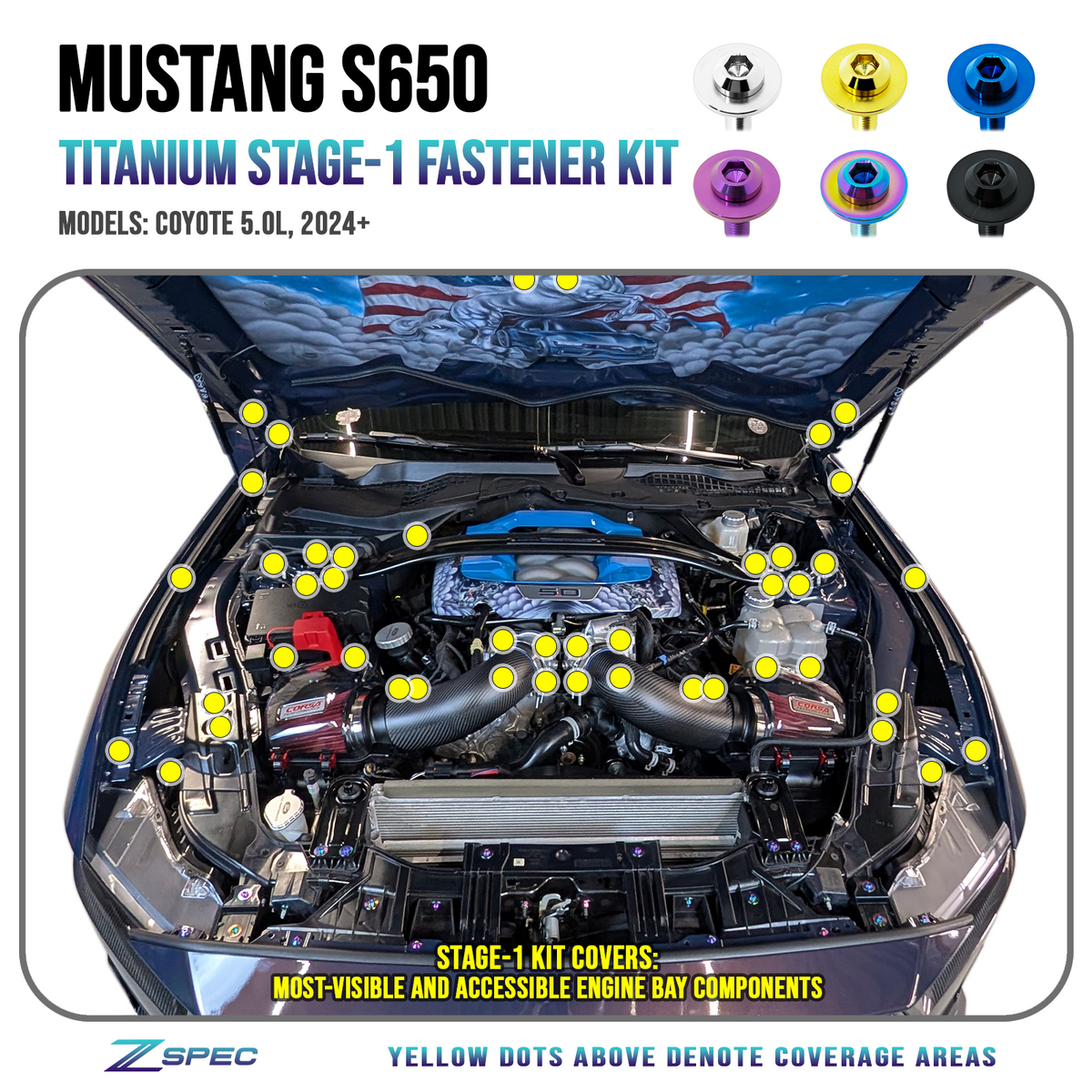 Mustang S650 Titanium Dress Up Fasteners Bolts Kit | ZSPEC Design