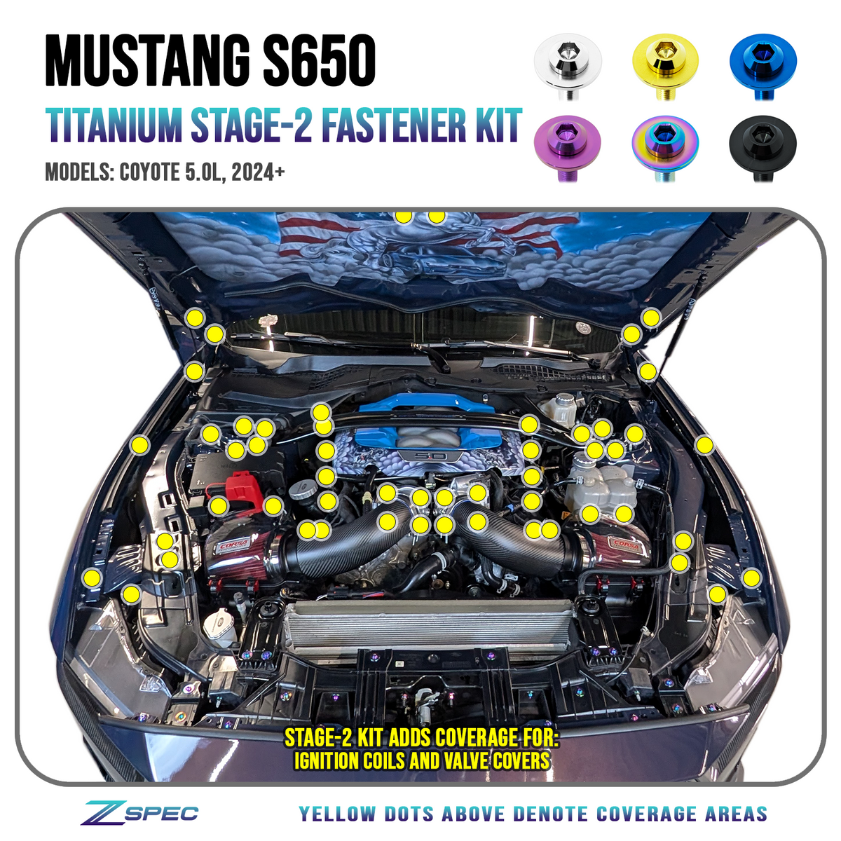 Mustang S650 Titanium Dress Up Fasteners Bolts Kit | ZSPEC Design