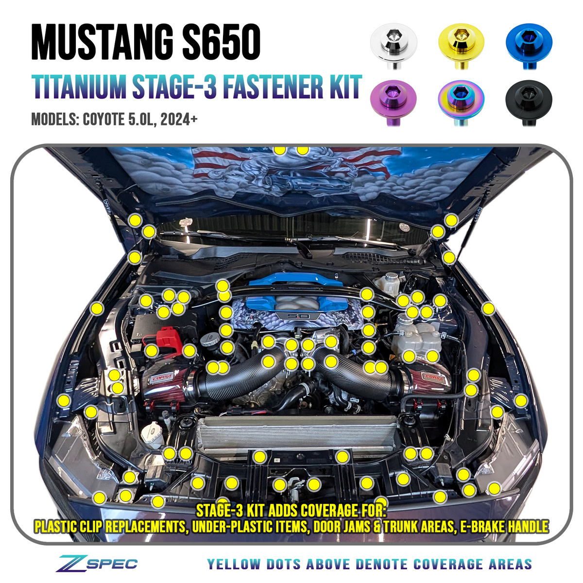 Mustang S650 Titanium Dress Up Fasteners Bolts Kit | ZSPEC Design