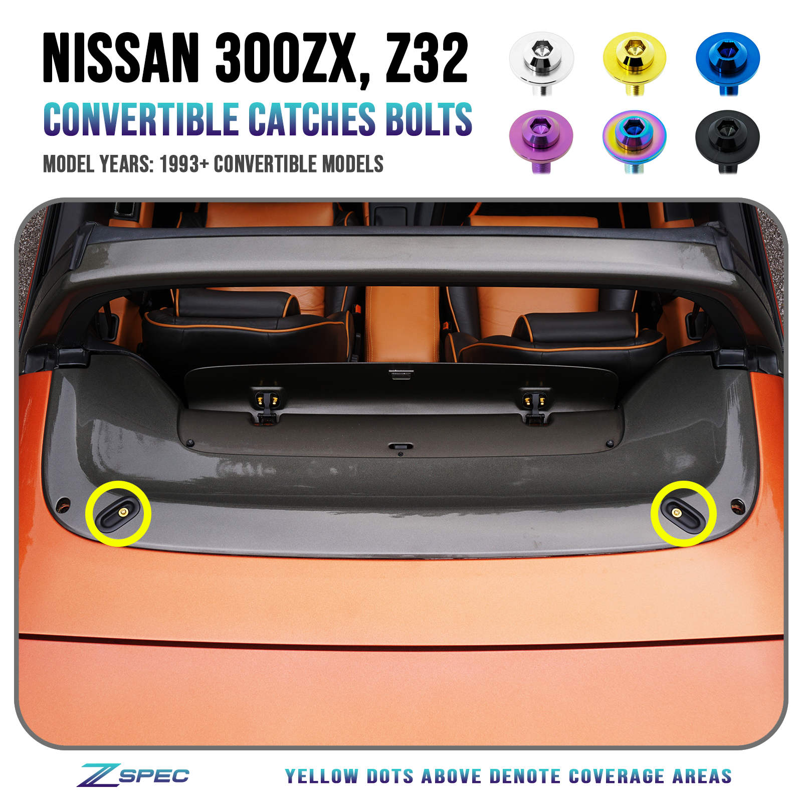 ZSPEC Convertible Deck Catch Fasteners '93-96 Nissan 300zx, Titanium ZSPEC Convertible Deck Catch Fasteners '93-96 Nissan 300zx, Titanium