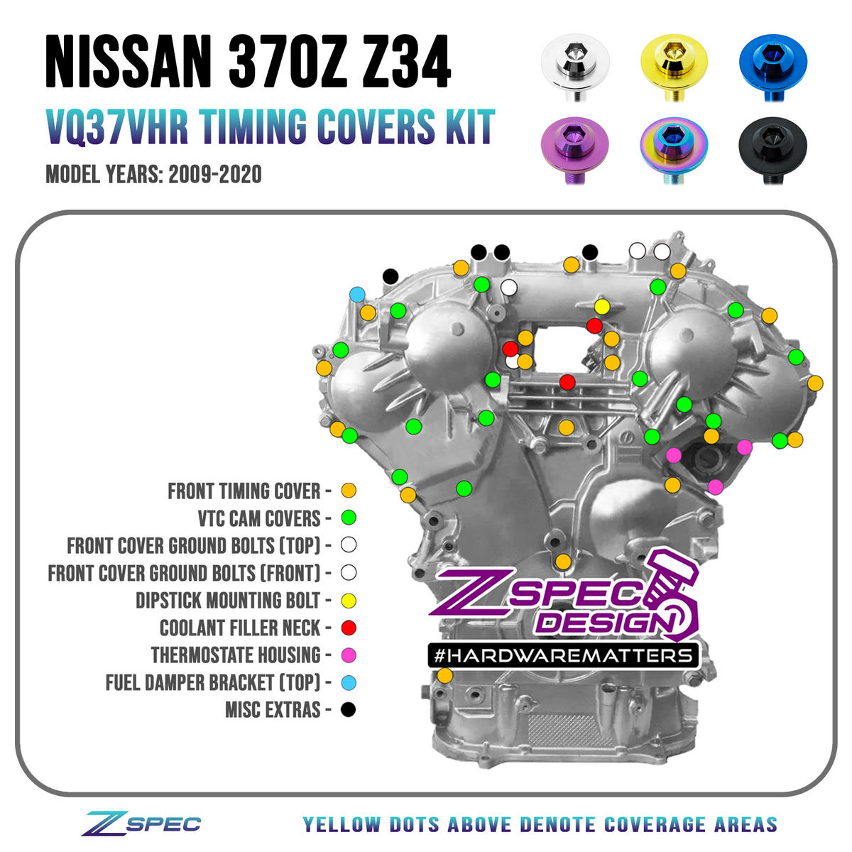 yJ012  ZSPEC VQ37VHR Front-Engine Dress Up Fastener Kit, 370z / G37