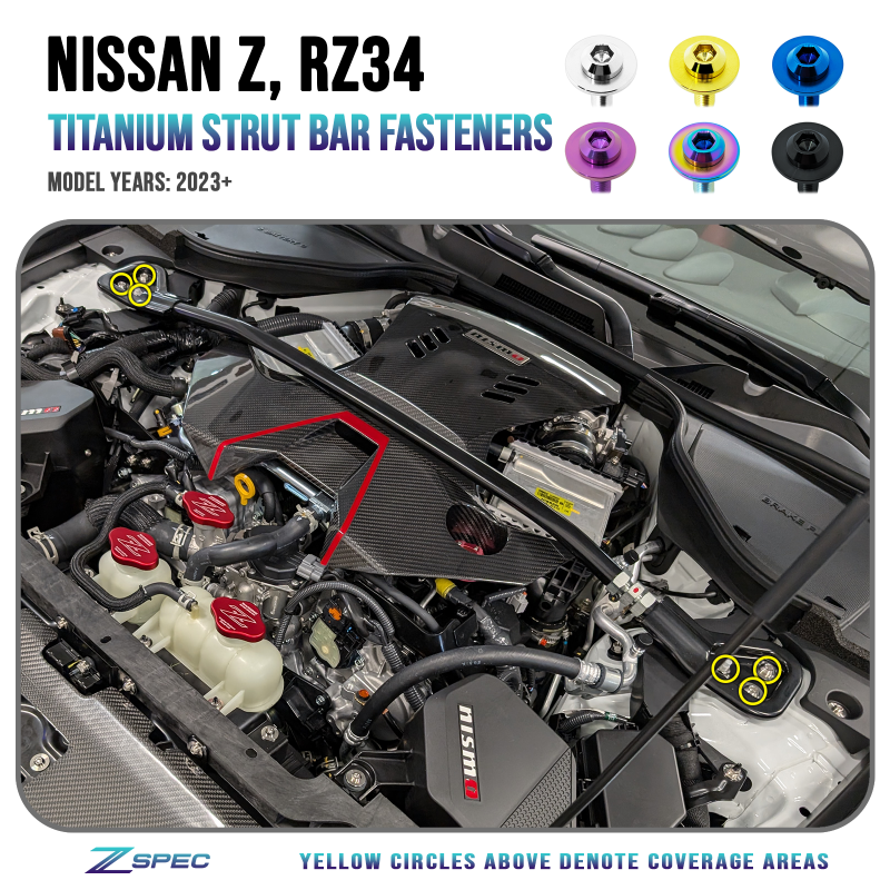 ZSPEC Strut Tower Brace/Bar Fastener Kit for '23+ Nissan Z RZ34, Titanium - ZSPEC Design LLC - Hardware Fasteners - 400z, Fastener Kit, nissan, nissanz, RZ34, titanium - zspecdesign.com