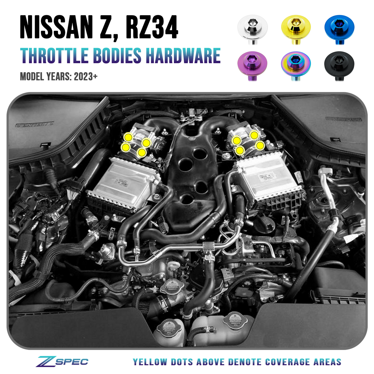 ZSPEC Throttle Bodies Fastener Kit for '23+ Nissan Z RZ34, Titanium ZSPEC Throttle Bodies Fastener Kit for '23+ Nissan Z RZ34, Titanium