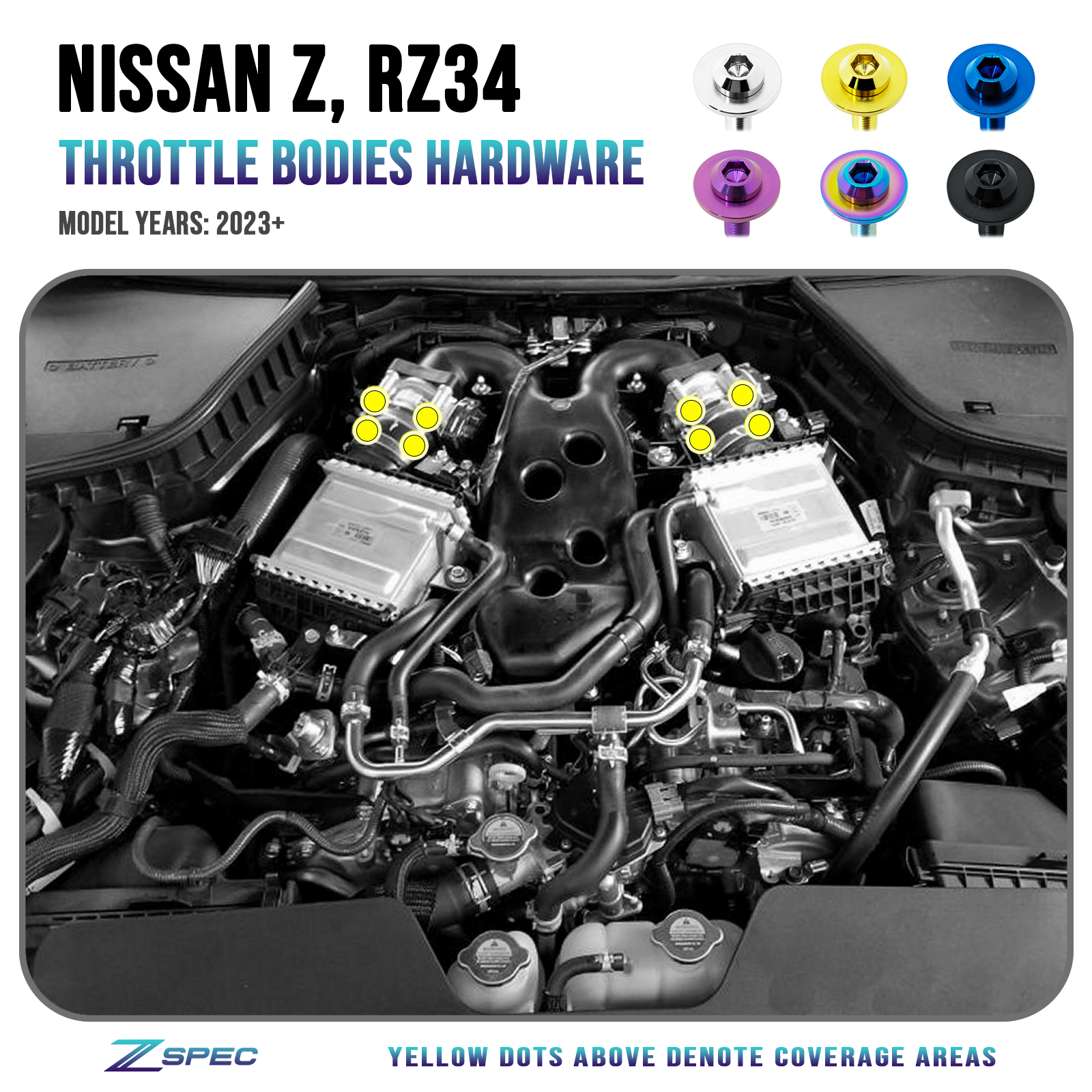 ZSPEC Throttle Bodies Fastener Kit for '23+ Nissan Z RZ34, Titanium ZSPEC Throttle Bodies Fastener Kit for '23+ Nissan Z RZ34, Titanium