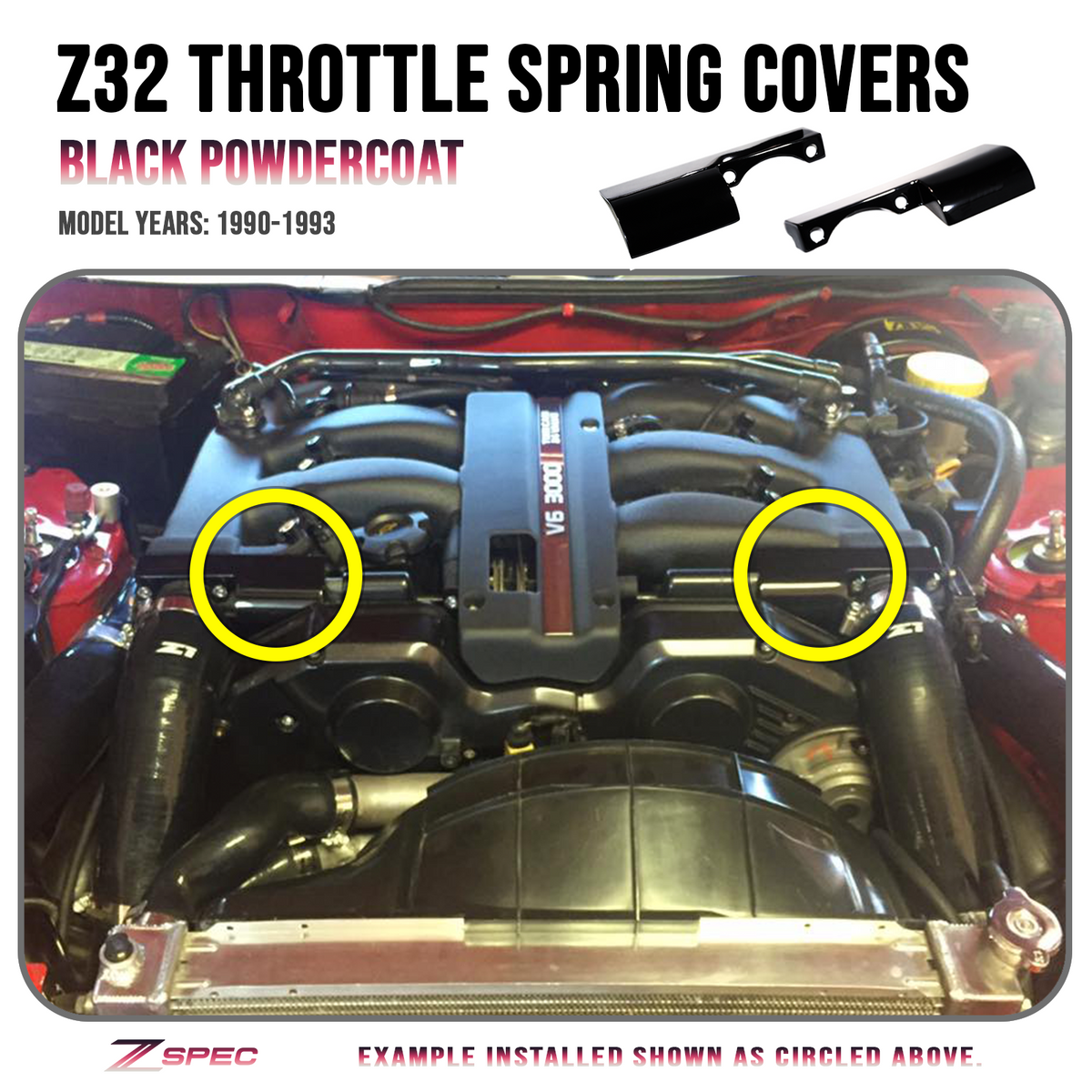 ZSPEC Black Throttle Spring Covers, Nissan Z32 300zx Early Plenum ZSPEC Black Throttle Spring Covers, Nissan Z32 300zx Early Plenum