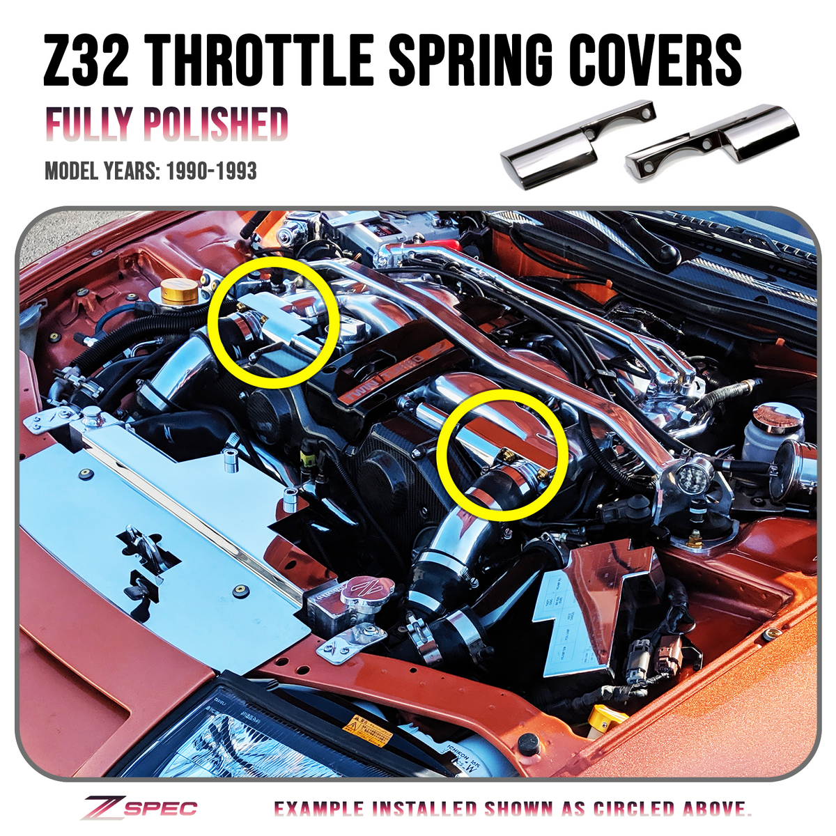 Equinox The Way To Go スラッシュメタル ファーストプレス ZSPEC Polished Throttle Spring Covers, Nissan Z32 300zx Early Plenums