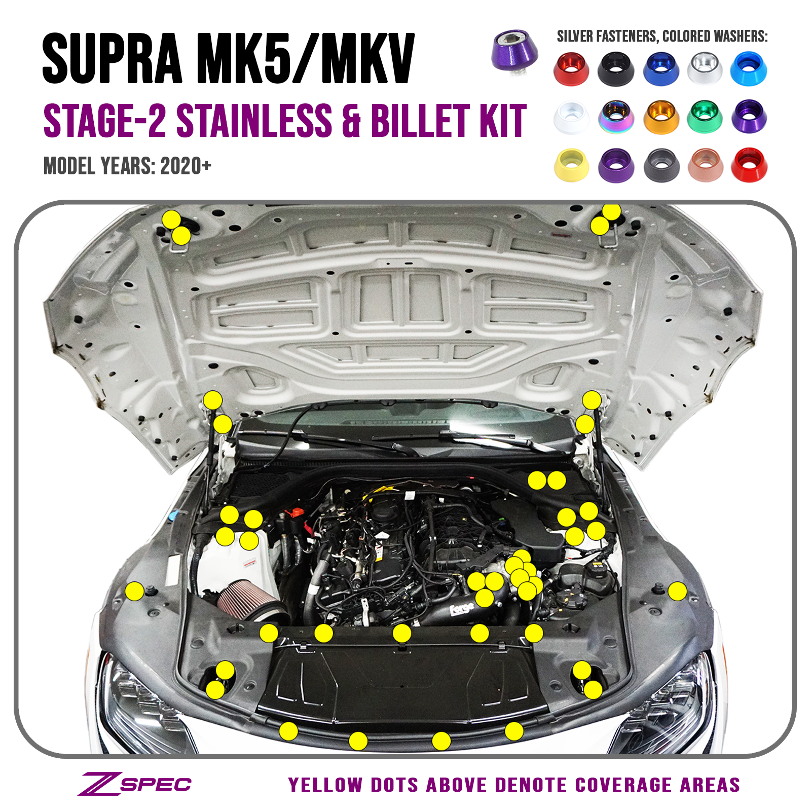 ZSPEC "Stage 2" Fastener Kit for '20+ Toyota Supra MKV GR A90, Stainless & Billet - ZSPEC Design LLC - Hardware Fasteners - a90, Fastener Kit, gr, mkv, stage 2, supra, Supra MKV, toyota - zspecdesign.com