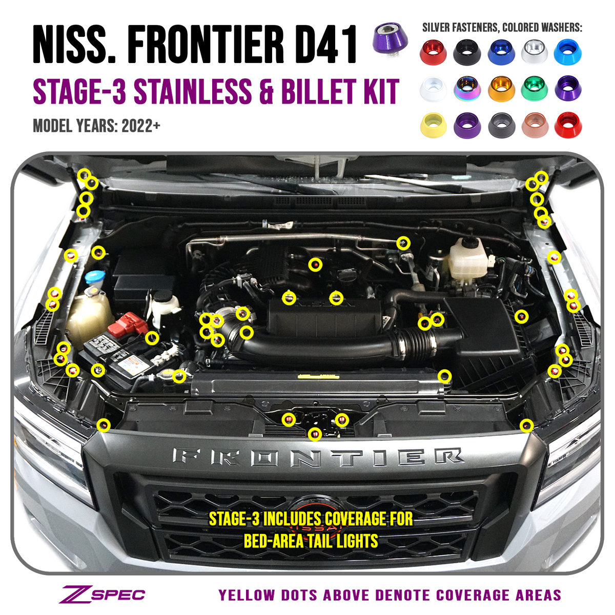 ZSPEC 'Stage 3' Dress Up Bolts® Fastener Kit, 22+ Nissan Frontier D41
