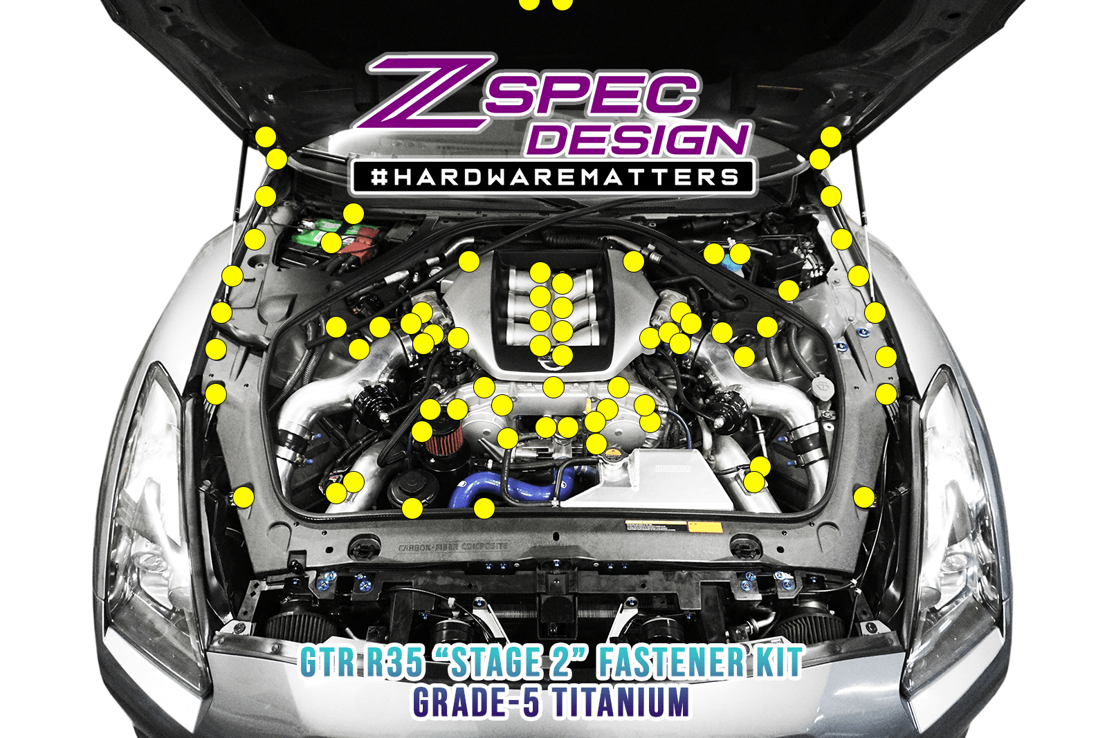 ZSPEC Dress Up Bolts Fastener Kit for Nissan Skyline GT-R/GTR R35, Titanium/Billet GR5 Dress Up Bolts Fasteners Washers Billet Red Blue Purple Gold Burned Black Grade-5
