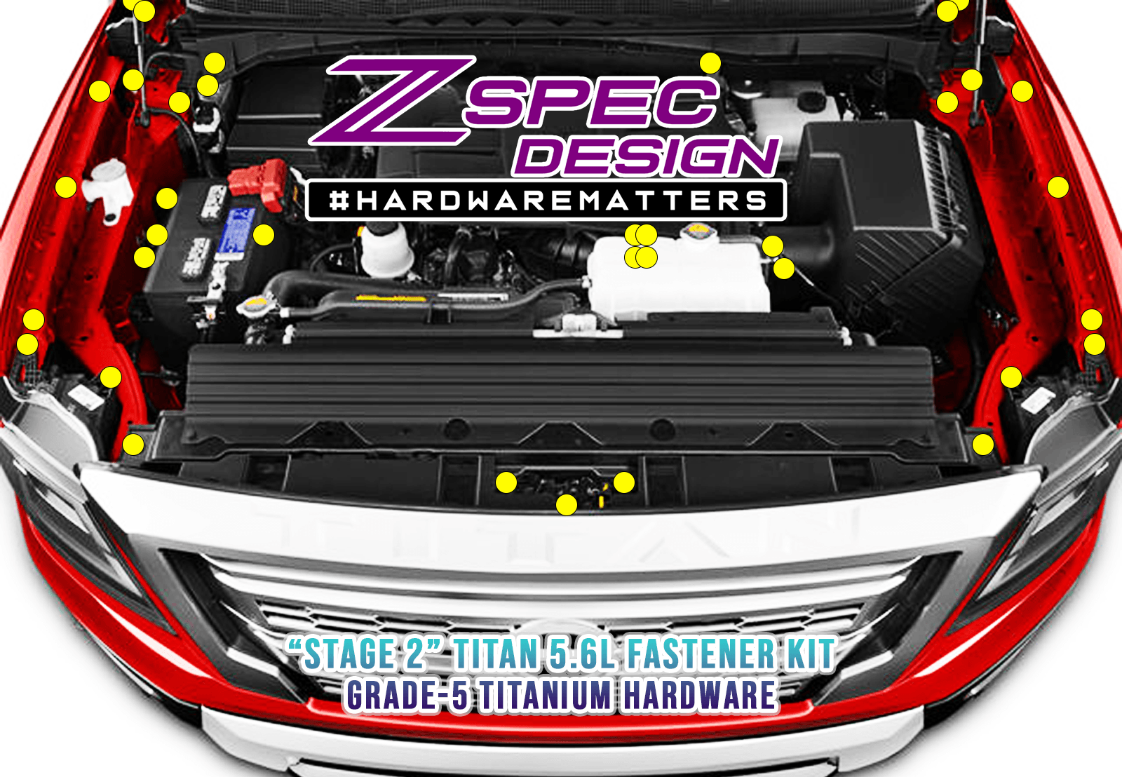 ZSPEC "Stage 2" Engine Bay Fastener Kit for 16+ Nissan Titan 5.6L, Titanium  Grade-5 GR5 Titanium Lightweight Engine Bay Garage Hobby Hardware Auto Car Vehicle Restoration Performance Upgrade