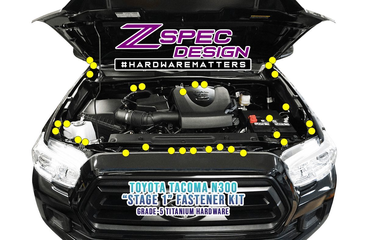ZSPEC "Stage 1" Dress Up Bolts® Fastener Kit for '16-23 Toyota Tacoma N300, Titanium  Grade-5 GR5 Hardware Engine Bay Performance Upgrade Modification Car Auto Vehicle Drift rwd usdm