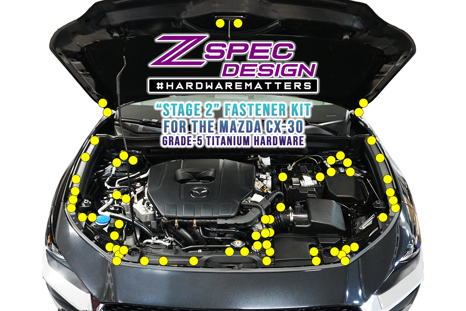ZSPEC "Stage 2" Dress Up Bolts® Fastener Kit for the '20-24 Mazda CX-30, Titanium