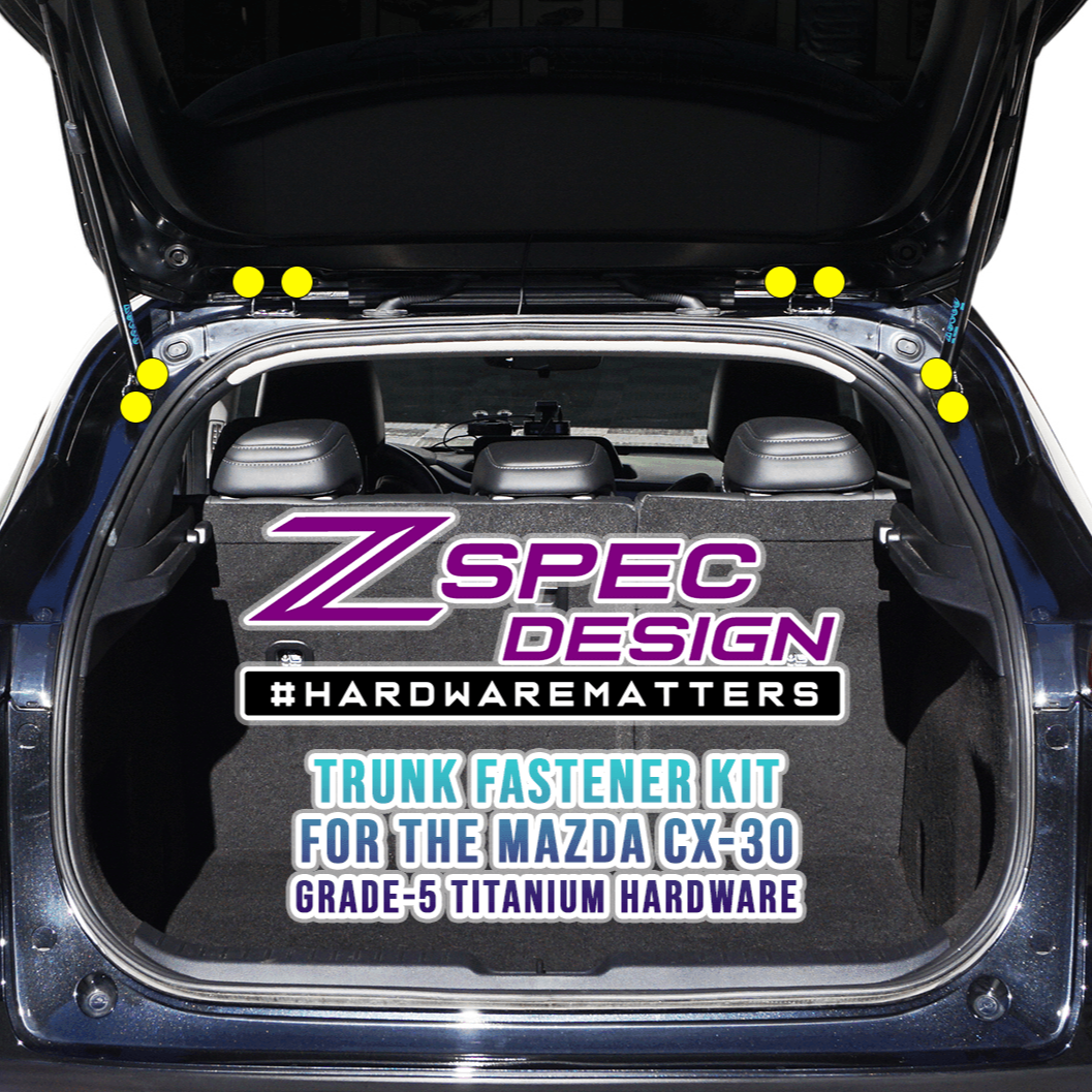ZSPEC "Stage 3" Dress Up Bolts® Fastener Kit for the '20-24 Mazda CX-30, Titanium - ZSPEC Design LLC - Hardware Fasteners - cx-30, Fastener Kit, mazda, stage 3 - zspecdesign.com