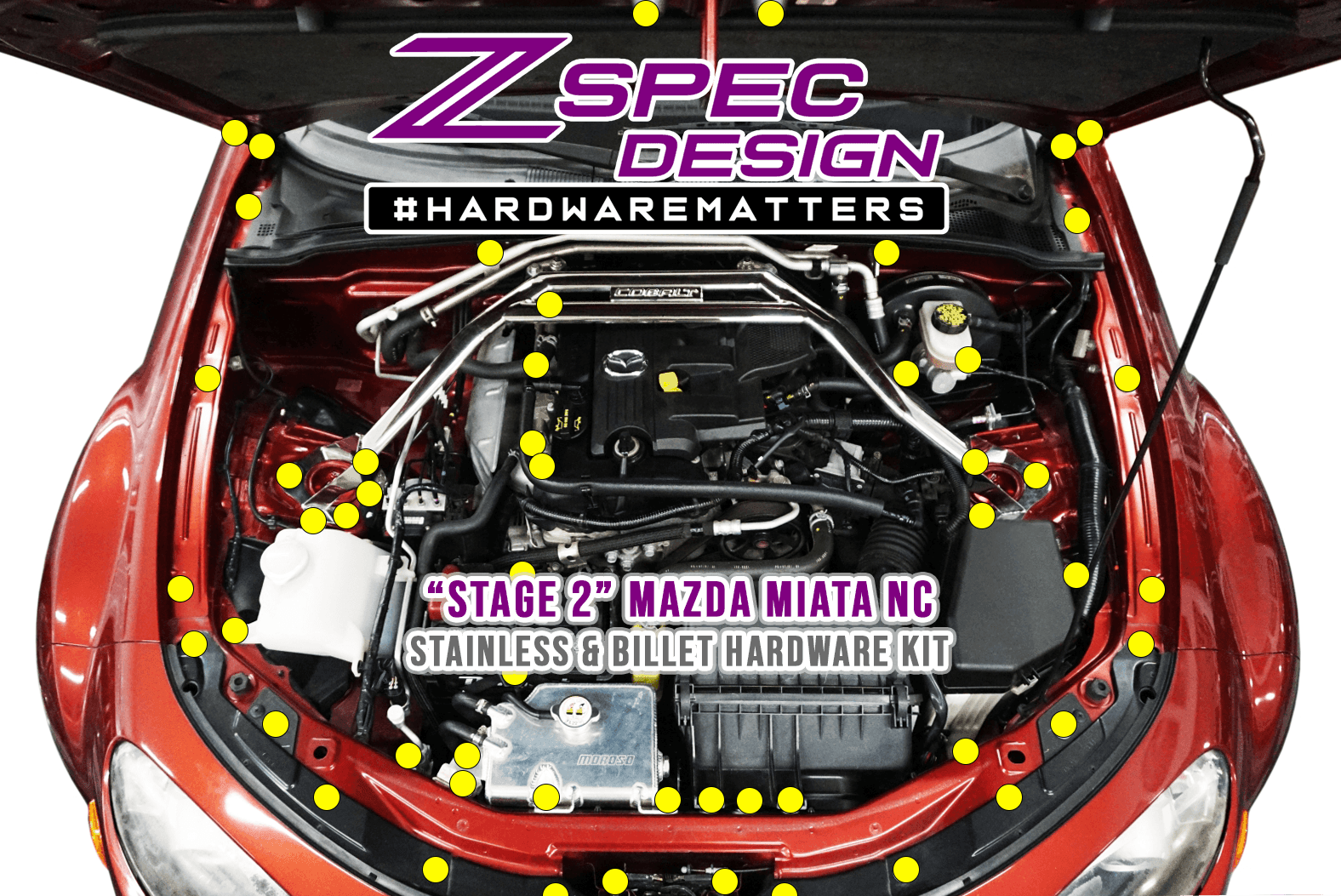 ZSPEC "Stage 2" Dress Up Bolts® Fastener Kit for Mazda Miata NC, Stainless & Billet - ZSPEC Design LLC - Hardware Fasteners - Fastener Kit, mazda, miata, nc, stage 2 - zspecdesign.com