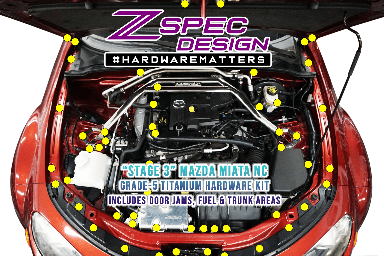ZSPEC "Stage 3" Dress Up Bolts® Fastener Kit for Mazda Miata NC, Titanium Hardware  Grade-5 GR5 Hardware Fasteners & Finish Washers, Bagged & Labeled Sport Compact Car Auto by Area ZSPEC Design