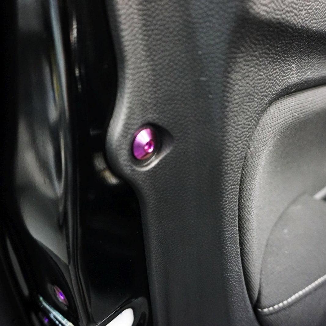 ZSPEC "Door Jams & Trunk-Area" Dress Up Bolts® Fastener Kit for '23+ Mitsubishi Mirage, Titanium - ZSPEC Design LLC - Hardware Fasteners - door jam, Fastener Kit, mirage, mitsubishi, Washer Color - zspecdesign.com
