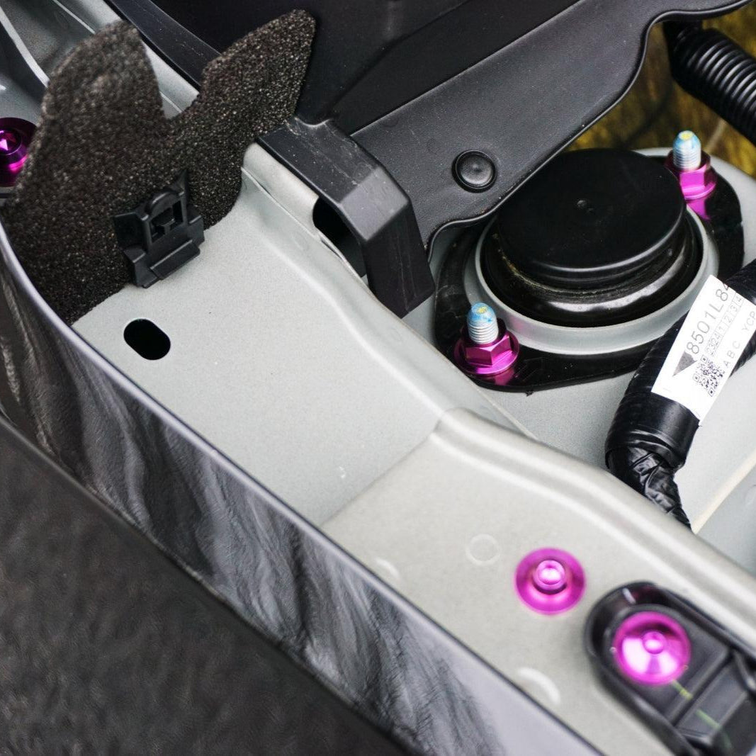 ZSPEC "Stage 2" Dress Up Bolts® Fastener Kit for '23+ Mitsubishi Mirage, Titanium - ZSPEC Design LLC - Hardware Fasteners - Fastener Kit, mirage, mitsubishi, stage 2, Washer Color - zspecdesign.com