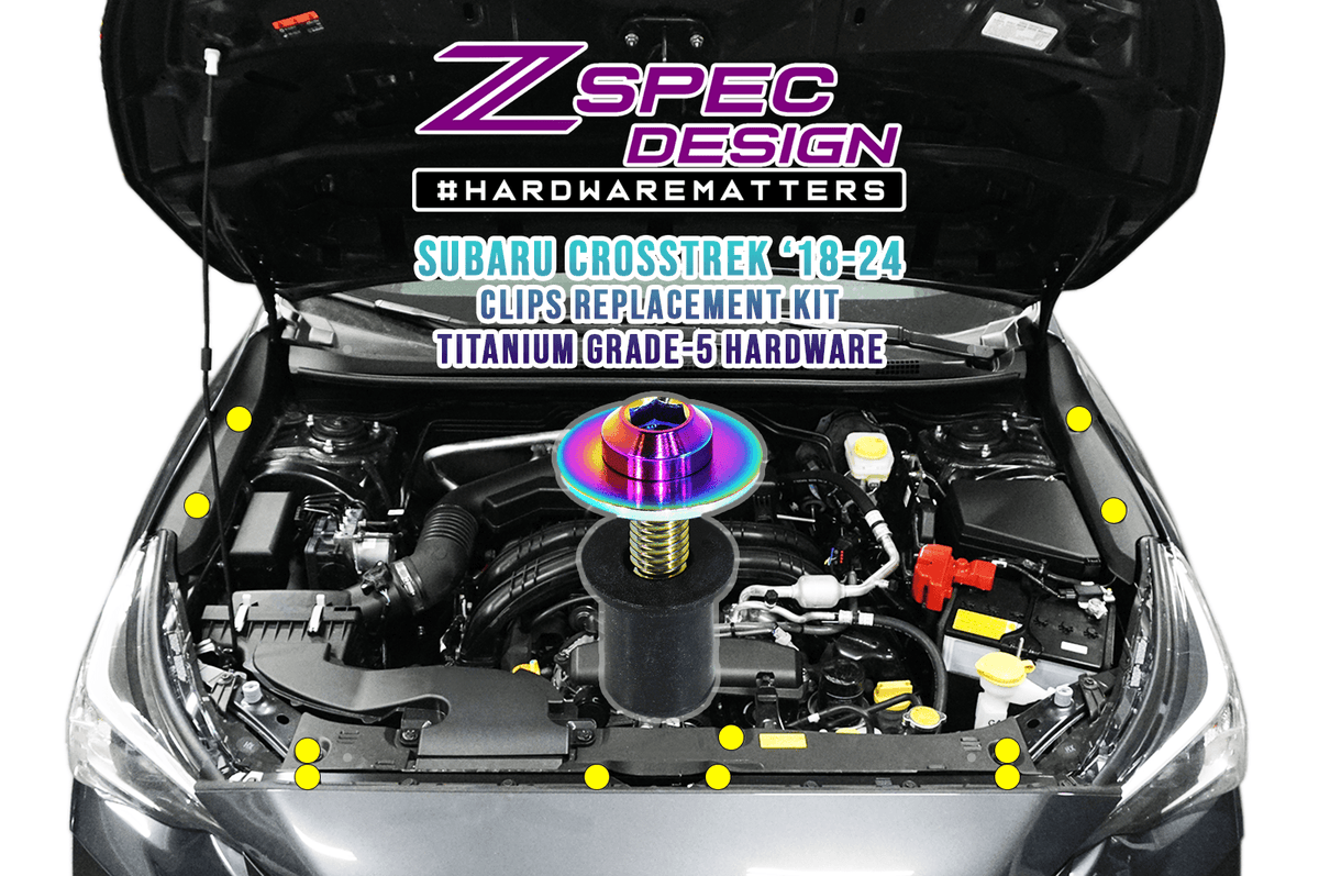 ZSPEC Titanium Plastic Clips Replacement Kit for Subaru CrossTrek '18-24  Red Blue Purple Gold Burned Black Silver  ZSPEC Design LLC - Dress Up Bolts Washers Fasteners Hardware Matters