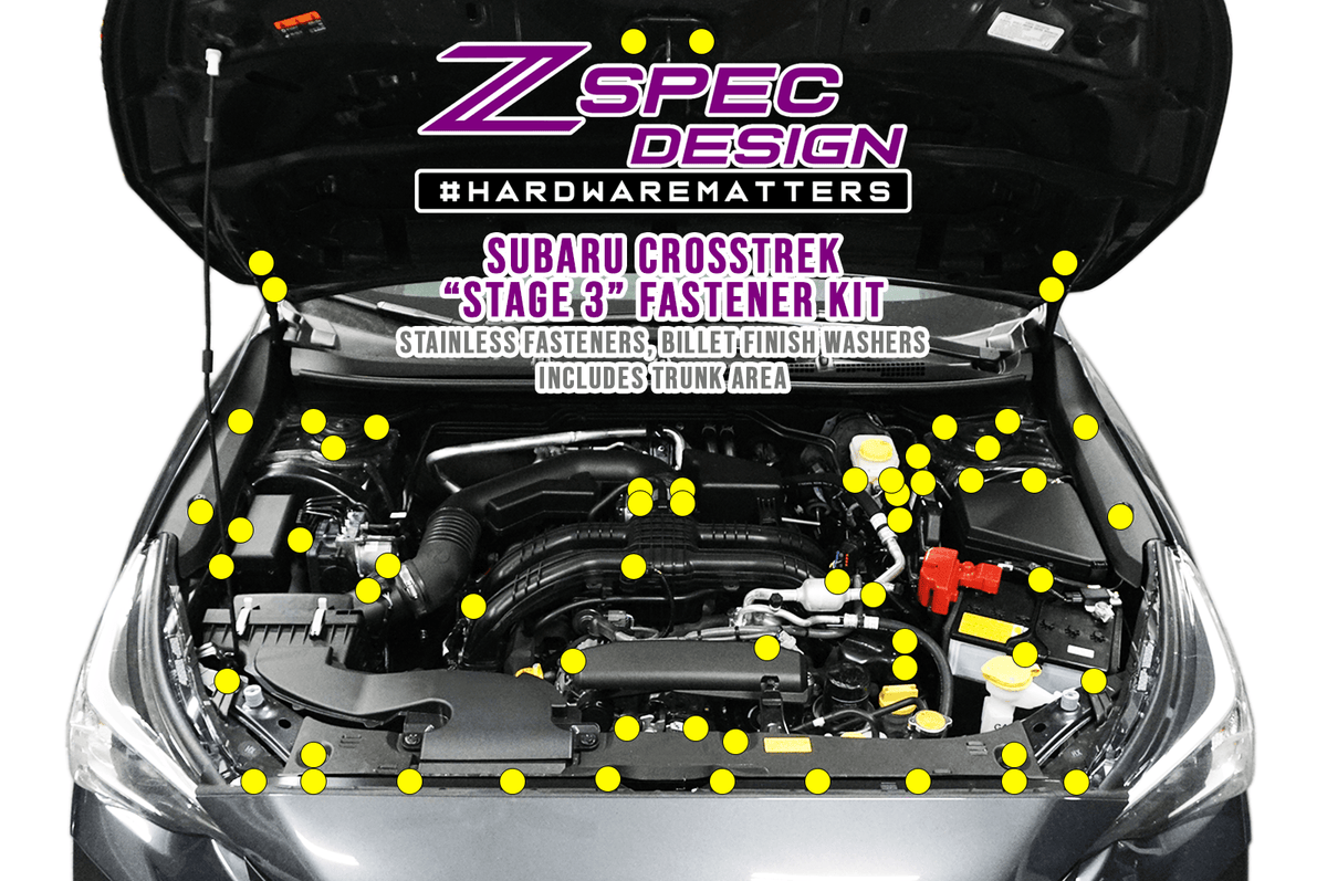 ZSPEC "Stage 3" Dress Up Bolts® Fastener Kit for '18-24 Subaru CrossTrek, Stainless & Billet Hardware  SUS304 Stainless Steel SUS304 6061 WRX STi Engine Bay Beauty Accessory Upgrade Performance