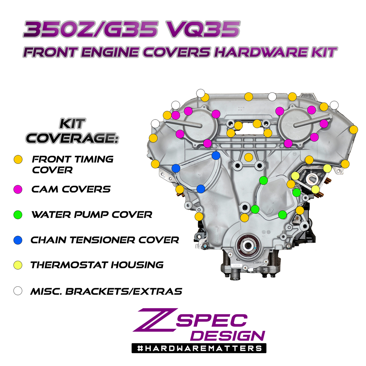 ZSPEC Nissan 350z VQ35DE Front-Engine Covers Fastener Kit