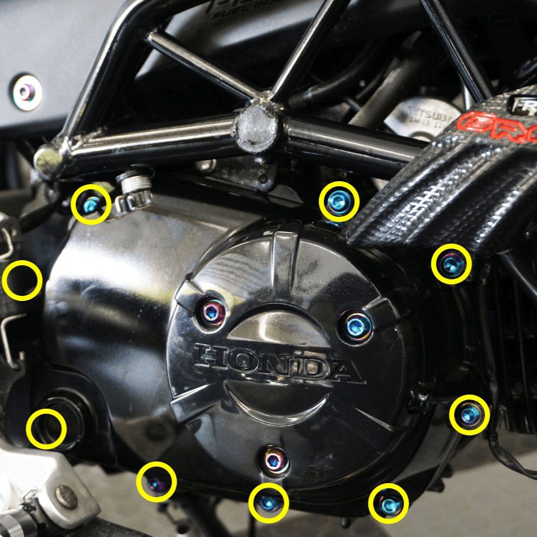 ZSPEC "Right-Side Engine Cover" Fastener Kit for the Honda Grom, Grade-5 Titanium - ZSPEC Design LLC - Hardware Fasteners - Fastener Kit, grom, honda, Motorcycle - zspecdesign.com