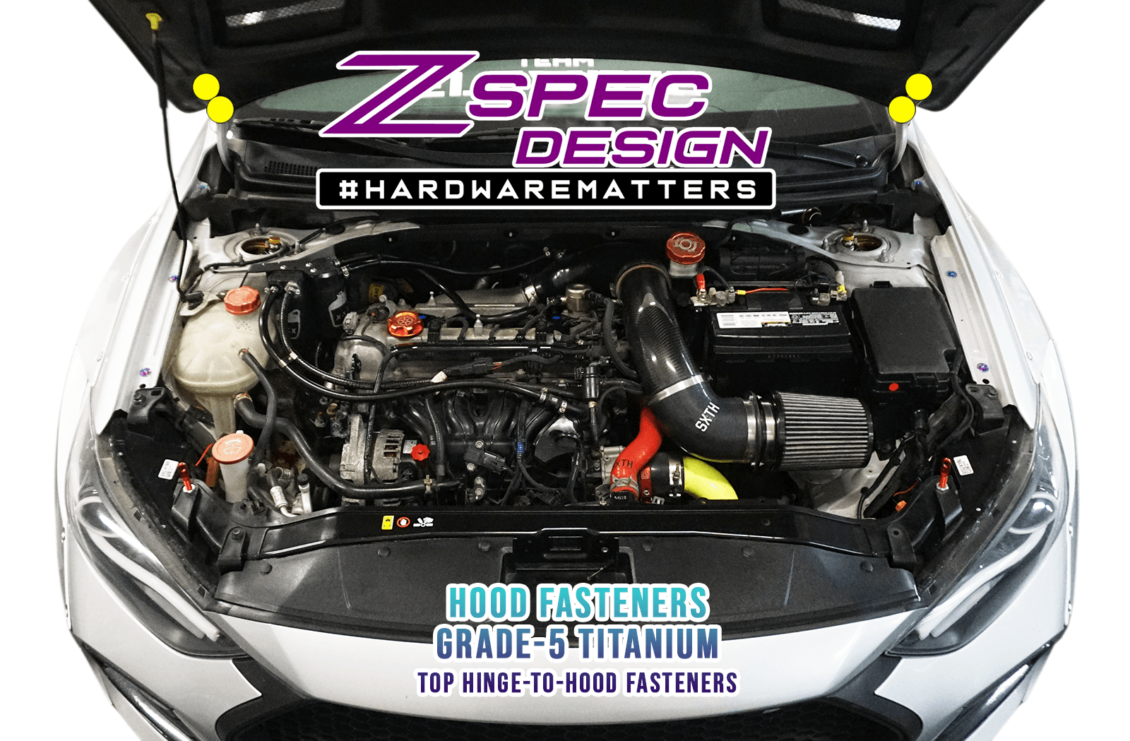 ZSPEC Hood Dress Up Bolts® Fastener Kit for '17+ Hyundai Elantra, Titanium - ZSPEC Design LLC - Hardware Fasteners - elantra, Fastener Kit, hyundai - zspecdesign.com