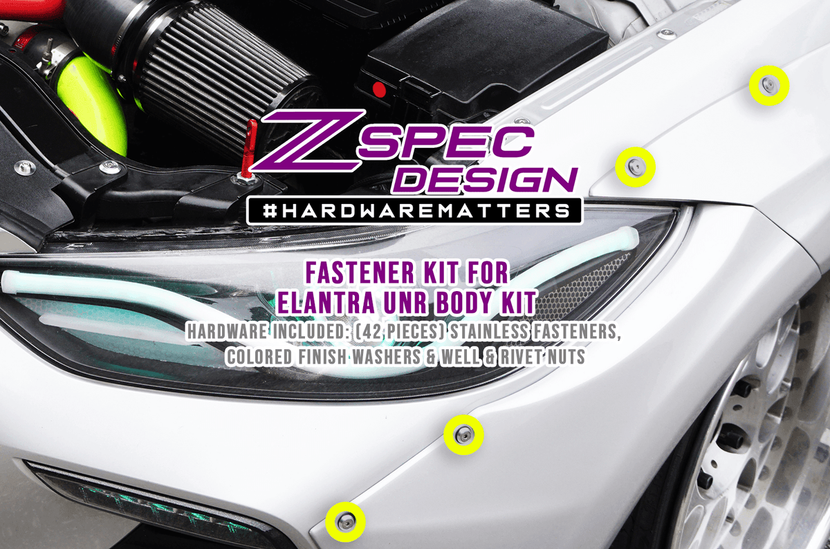 Body Kit Fasteners ZSPEC Fastener Kit, Hyundai Elantra UNR Body Kit, Stainless & Billet