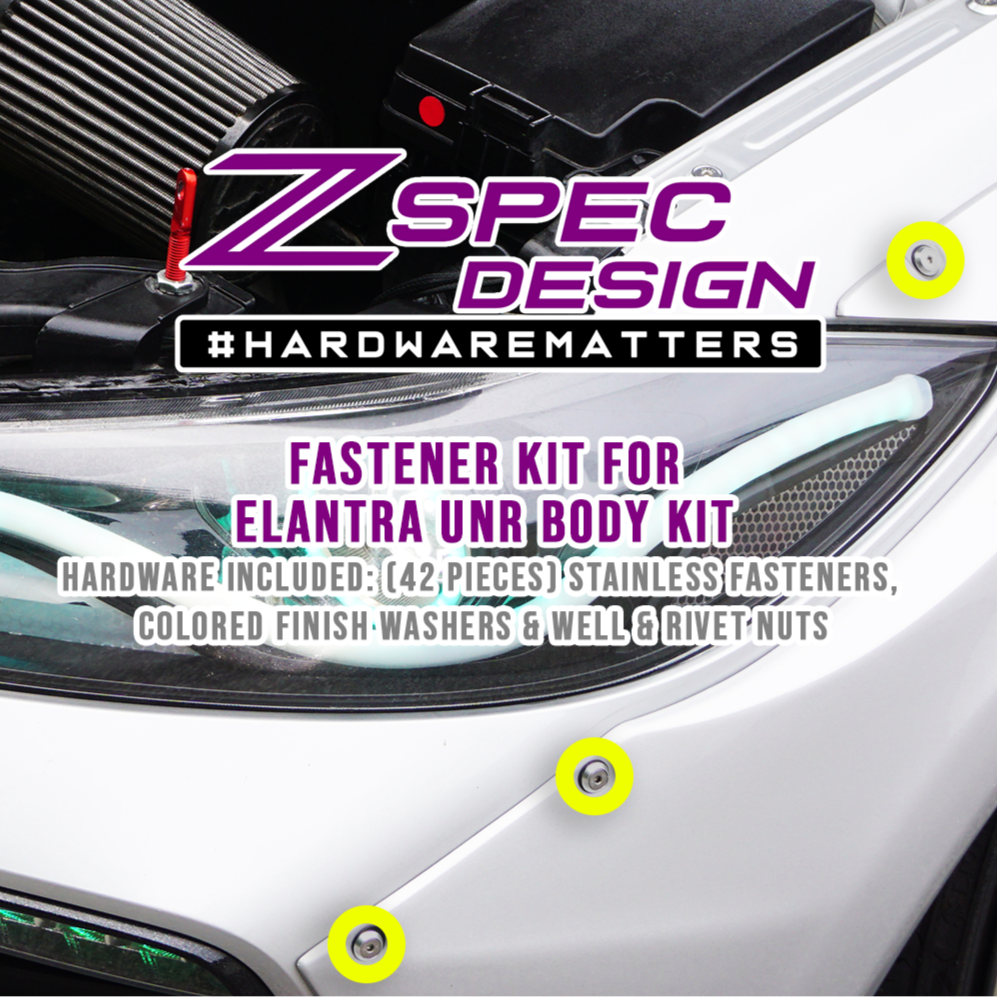 ZSPEC Body Kit Fastener Kit for the Hyundai Elantra UNR "Bolt-On" Body Kit, Stainless & Billet - ZSPEC Design LLC - Hardware Fasteners - body, body hardware, elantra, hyundai, m5, Stainless - zspecdesign.com