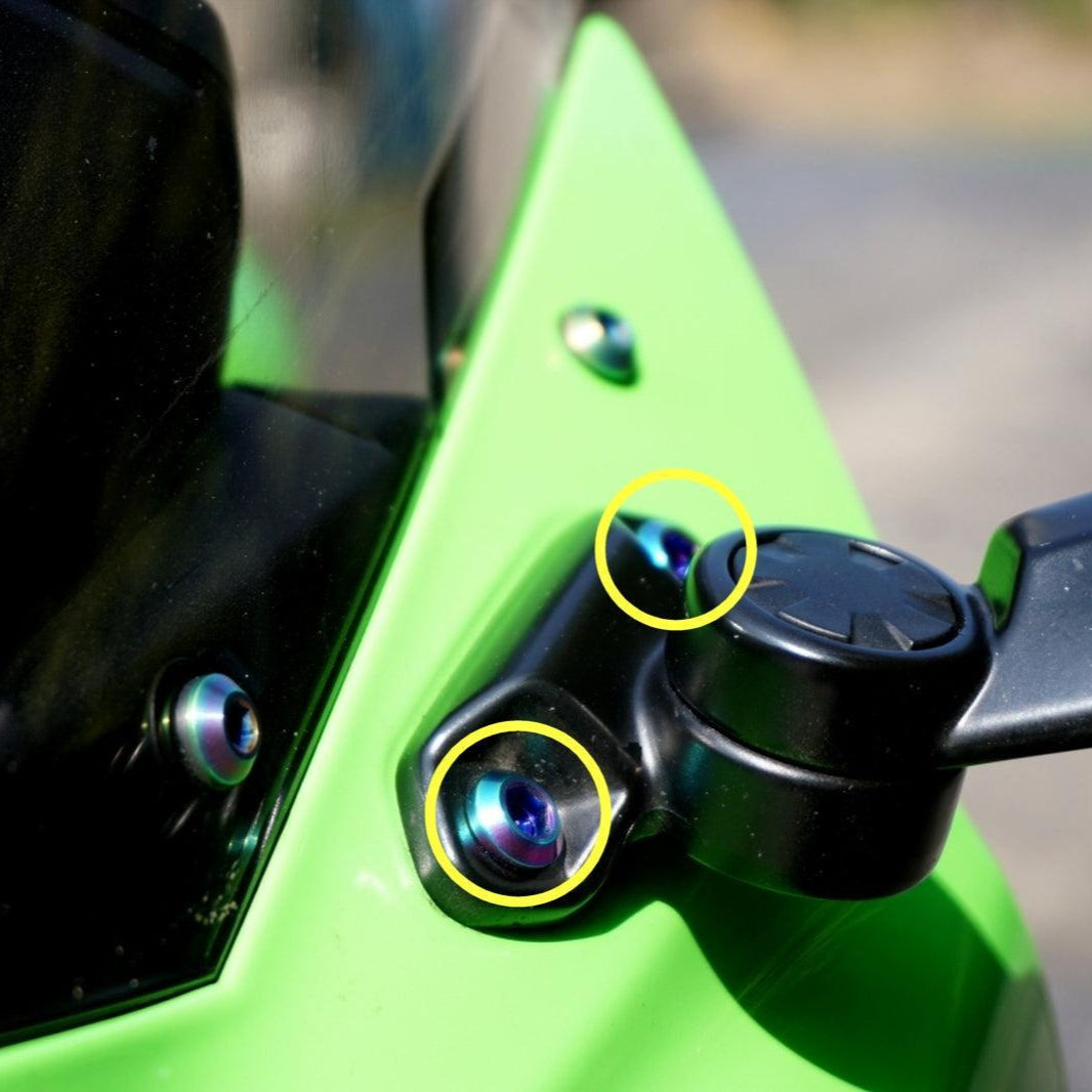 ZSPEC Titanium Fastener Kit for the Kawasaki Ninja 636 ZX6R Mirrors - ZSPEC Design LLC - Hardware Fasteners - Fastener Kit, kawasaki, Motorcycle, ninja, zxr6 - zspecdesign.com