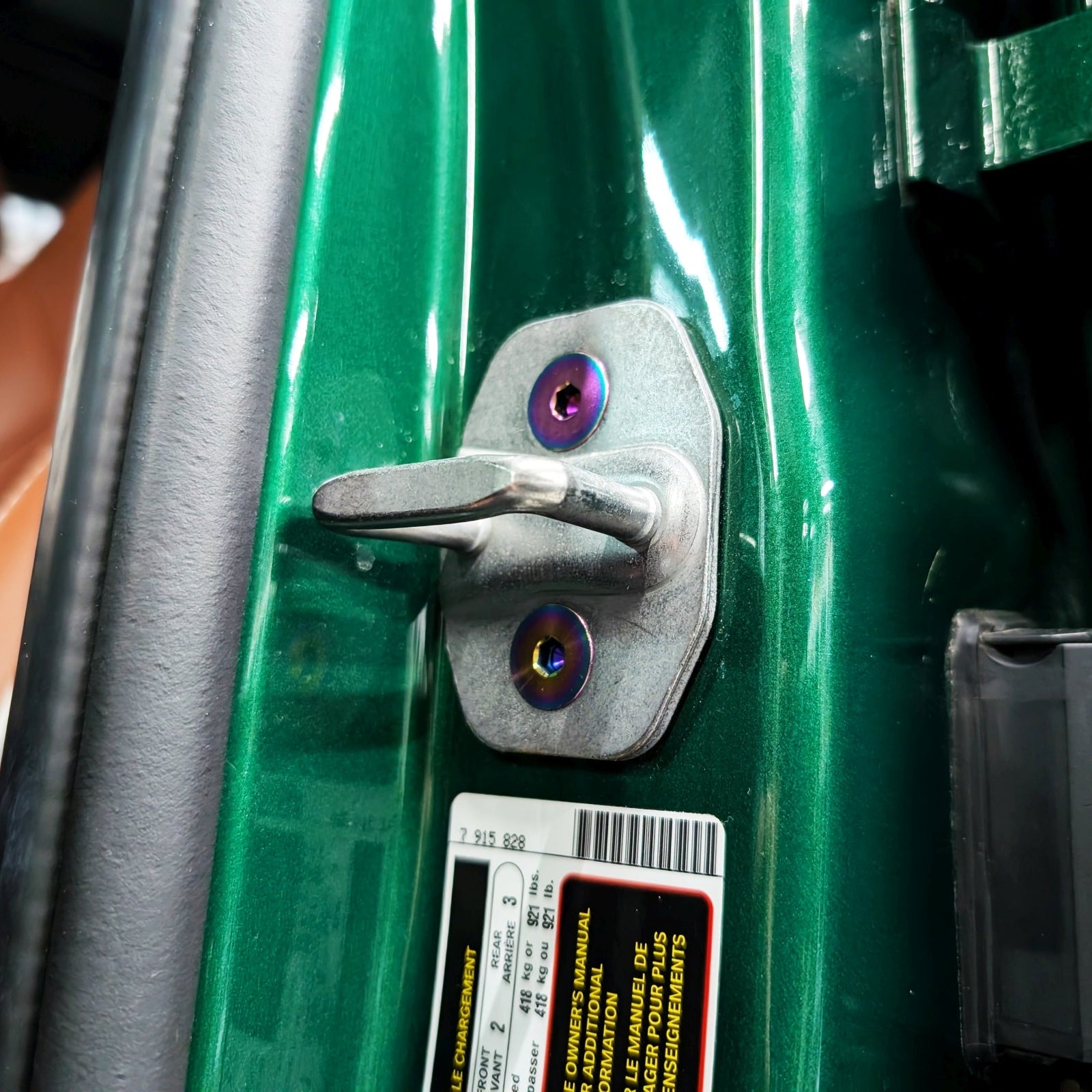 ZSPEC Door Jams Strikers Latches Dress Up Bolts® Fastener Kit, '22+ Mini Cooper F56s, Titanium - ZSPEC Design LLC