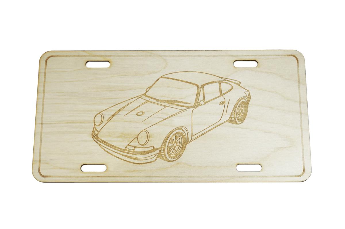 ZSPEC Classic Porsche 911 License Plate, Birch, Ornament