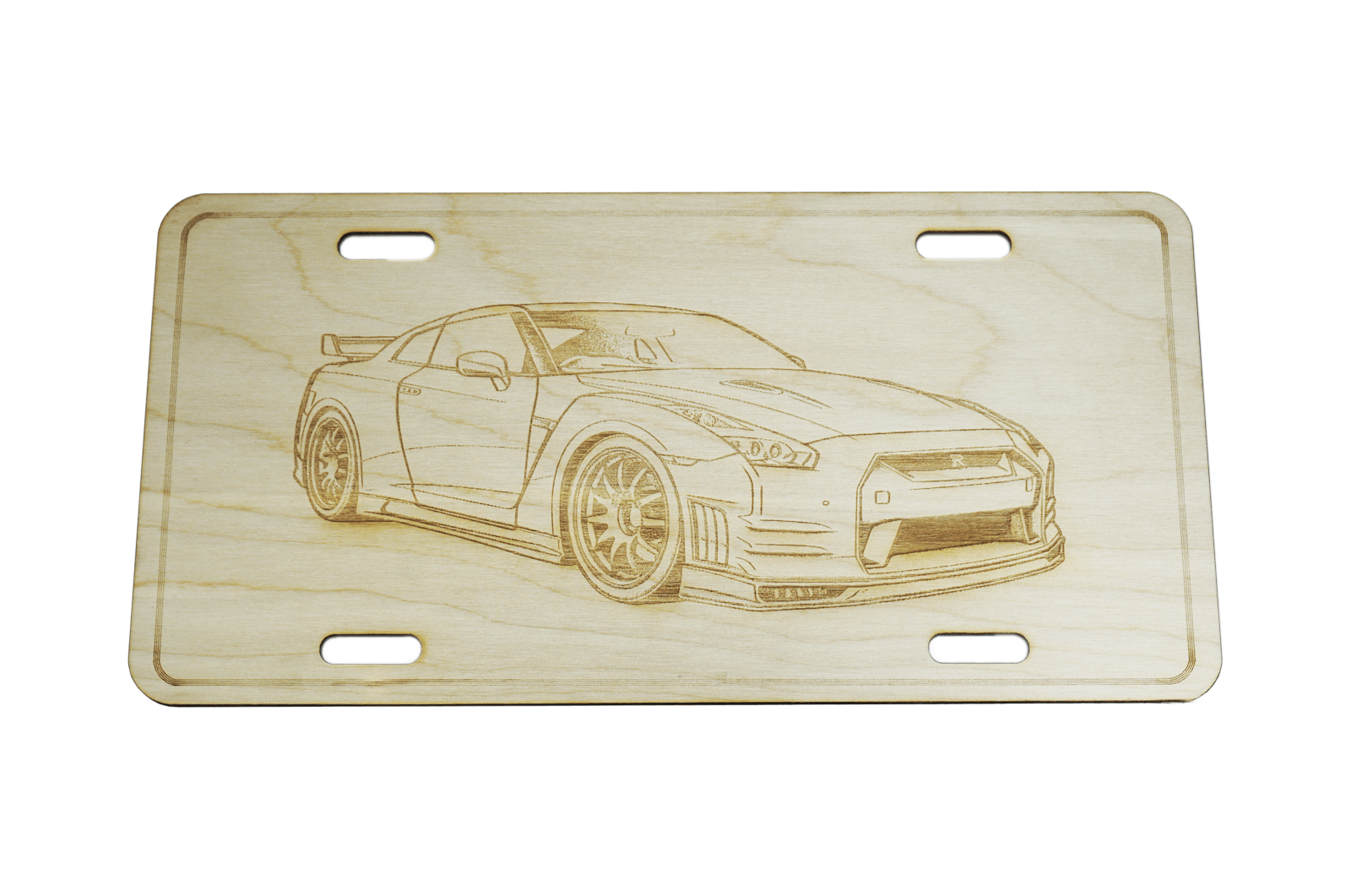 ZSPEC Nissan GTR R35 License Plate, Birch, Ornament for Office, Garage or Man-Cave