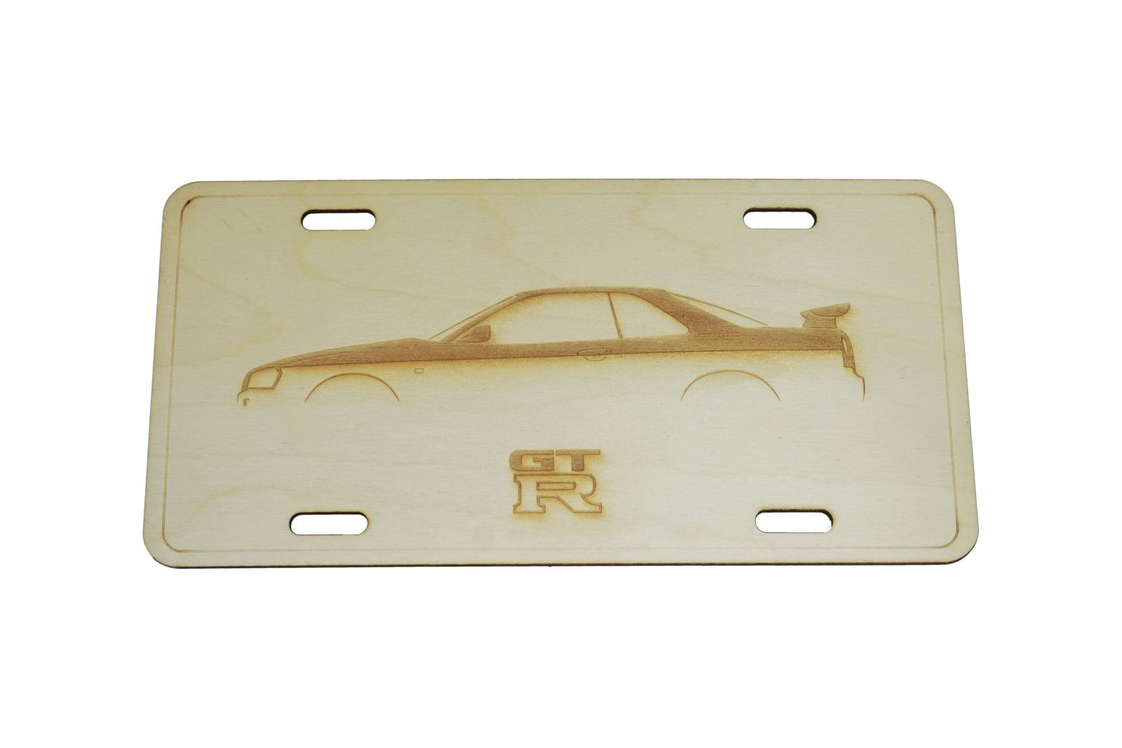 ZSPEC Nissan GTR R34 Cut-Away License Plate, Birch, Ornamental  1/8' Birch Plywood construction.  Approximately the same size as a traditional license plate ZSPEC Design LLC Toyota 4runner truck