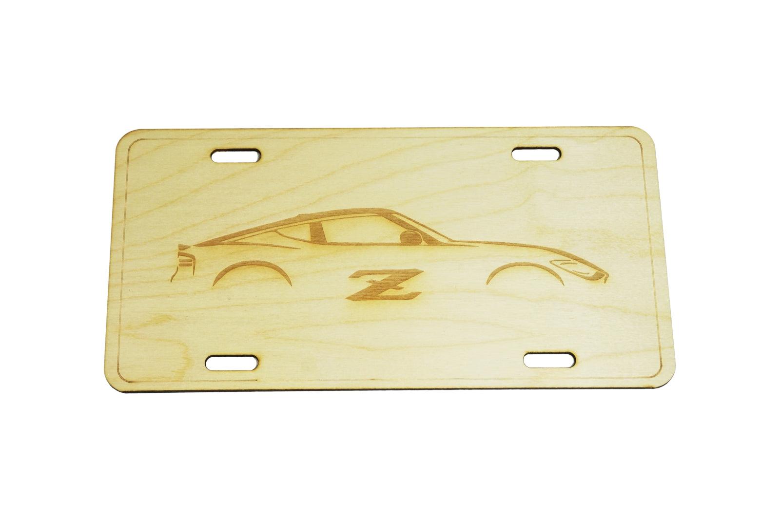 ZSPEC Nissan Z RZ34 Cut-Away License Plate, Birch, Ornamental  1/8' Birch Plywood construction.  Approximately the same size as a traditional license plate ZSPEC Design LLC Toyota 4runner truck