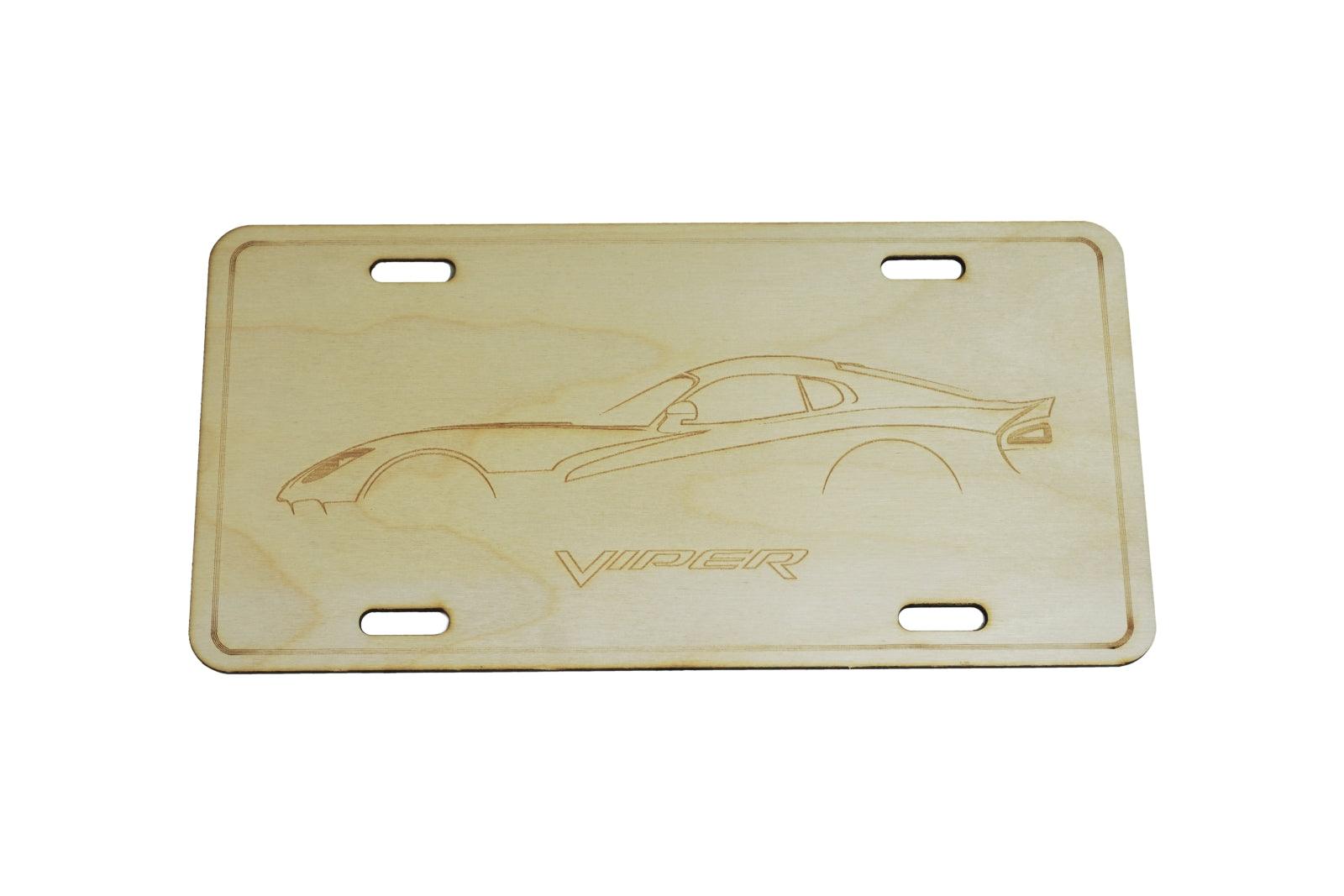 ZSPEC Dodge Viper SRT Silhouette License Plate, Birch, Ornamental - ZSPEC Design LLC - Holiday Ornaments - dodge, dodge viper, garage art, license, lifestyle, ornament - zspecdesign.com