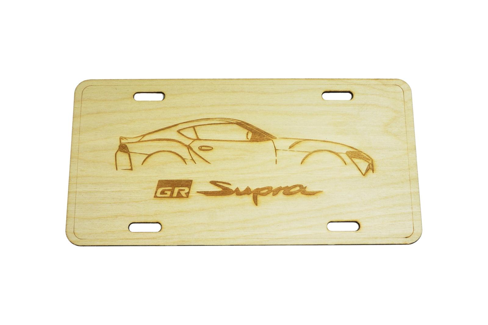 ZSPEC Toyota Supra Silhouette License Plate, Birch, Ornamental - ZSPEC Design LLC - Holiday Ornaments - garage art, license, lifestyle, ornament, supra, toyota - zspecdesign.com