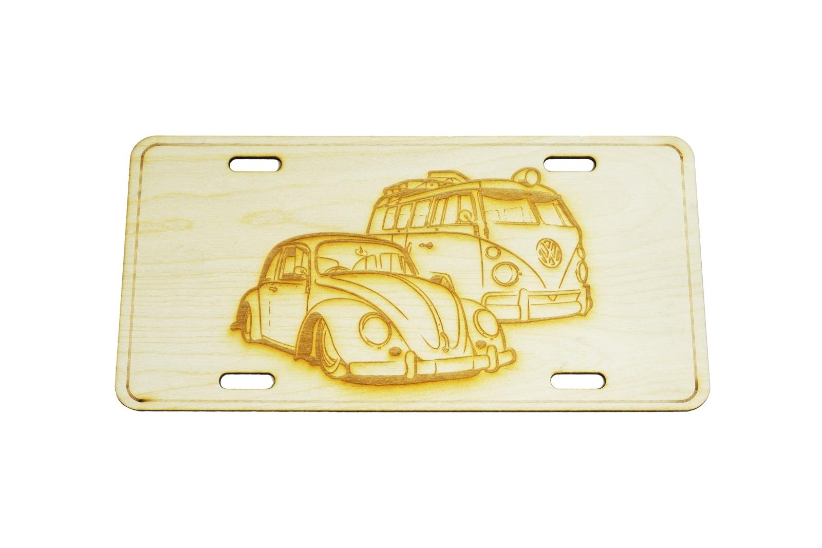 ZSPEC Classic VWs (Beetle & Van) License Plate, Birch, Ornamental - ZSPEC Design LLC - Holiday Ornaments - beetle, garage art, license, lifestyle, ornament, van, Volks Wagen, volkswagen, vw - zspecdesign.com