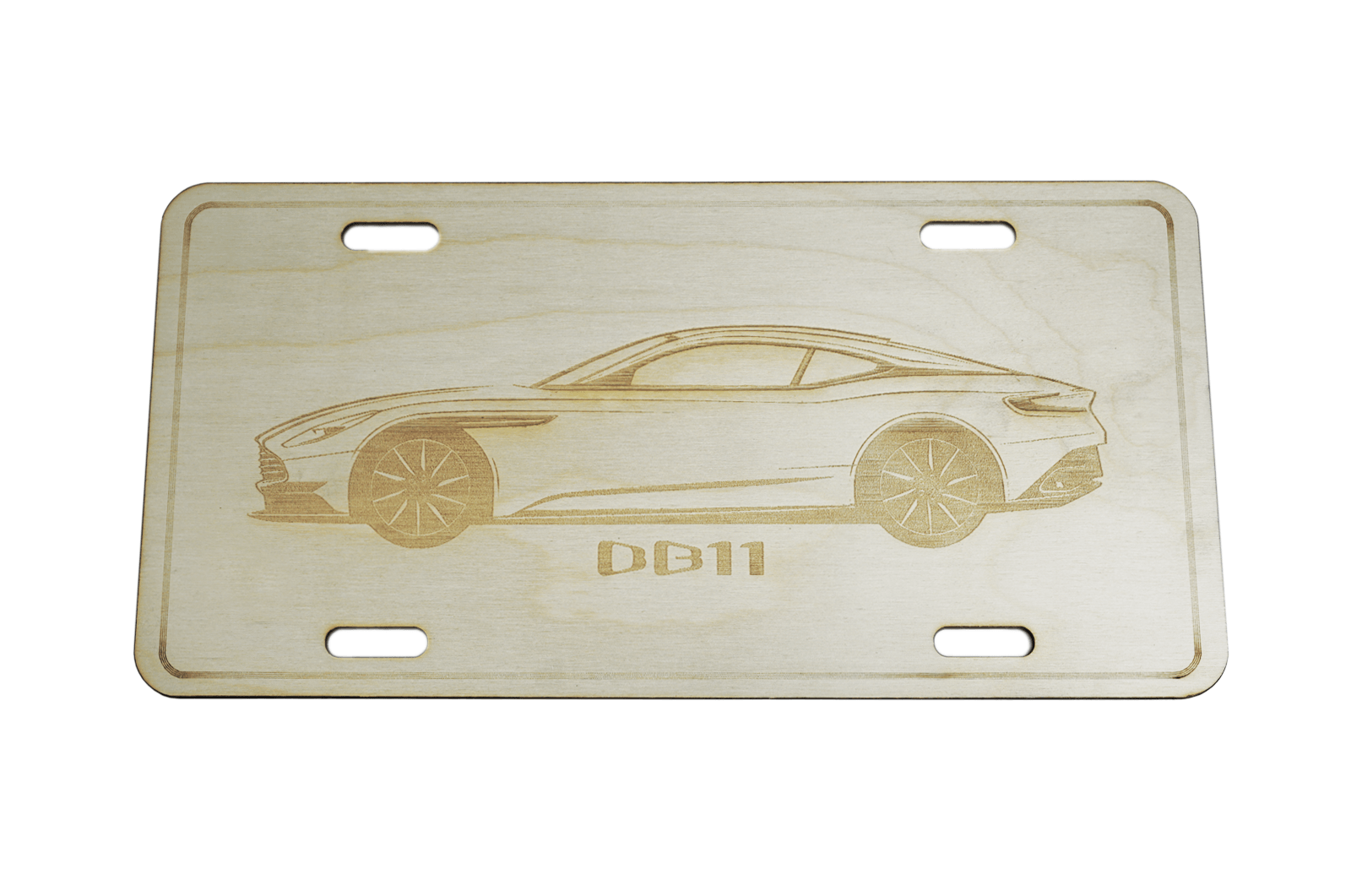 ZSPEC Aston Martin DB11 License Plate, Birch, Ornament for Office, Garage or Man-Cave