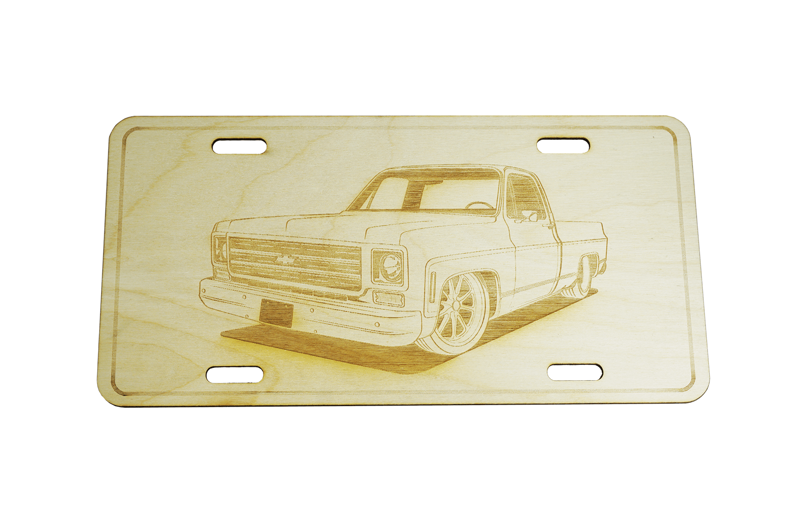 ZSPEC Chevy C10 Pickup Truck License Plate, Birch, Ornament for Office, Garage or Man-Cave