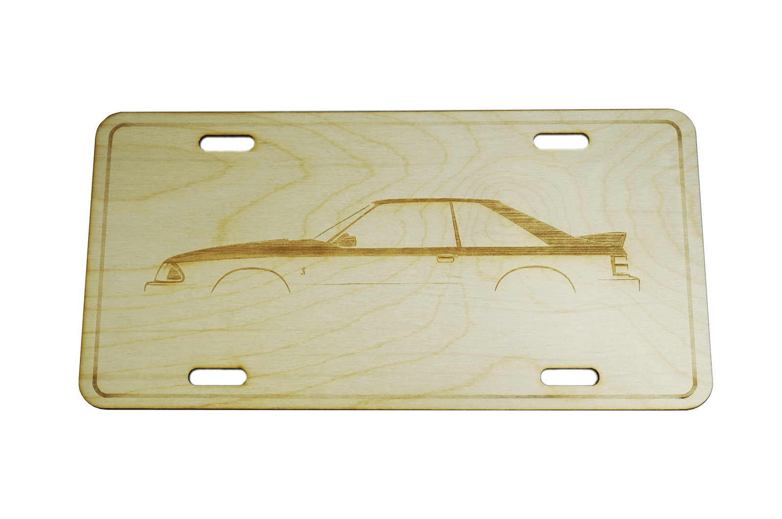 ZSPEC Ford Fox-Body Mustang License Plate, Birch, Ornament for Office, Garage or Man-Cave - ZSPEC Design LLC - Holiday Ornaments - ford, fox, garage art, license, lifestyle, mustang, ornament - zspecdesign.com