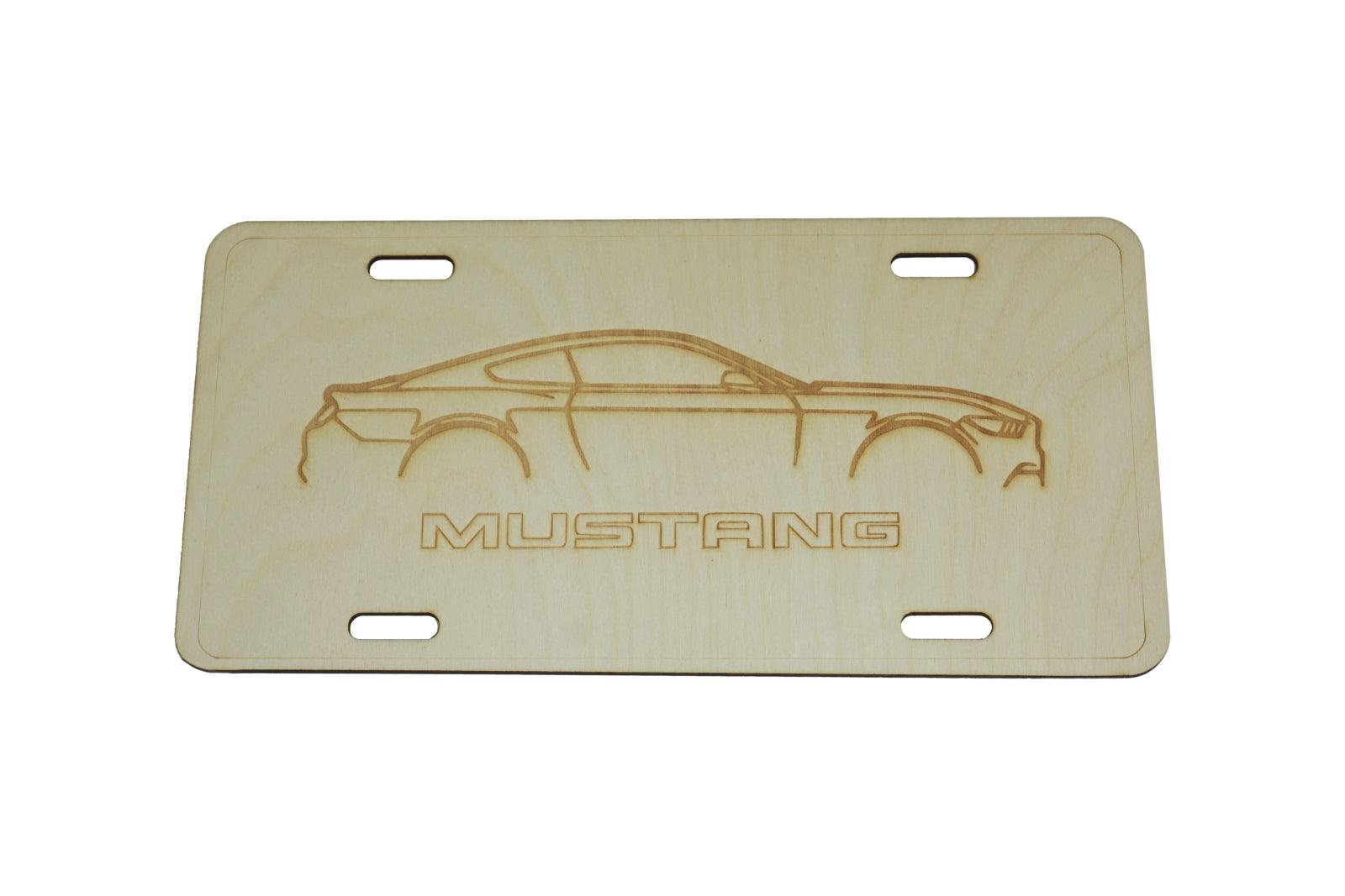 ZSPEC Ford Mustang S550 Cut-Away License Plate, Birch, Ornamental  1/8' Birch Plywood construction.  Approximately the same size as a traditional license plate ZSPEC Design LLC Chevy Monte Carlo SS