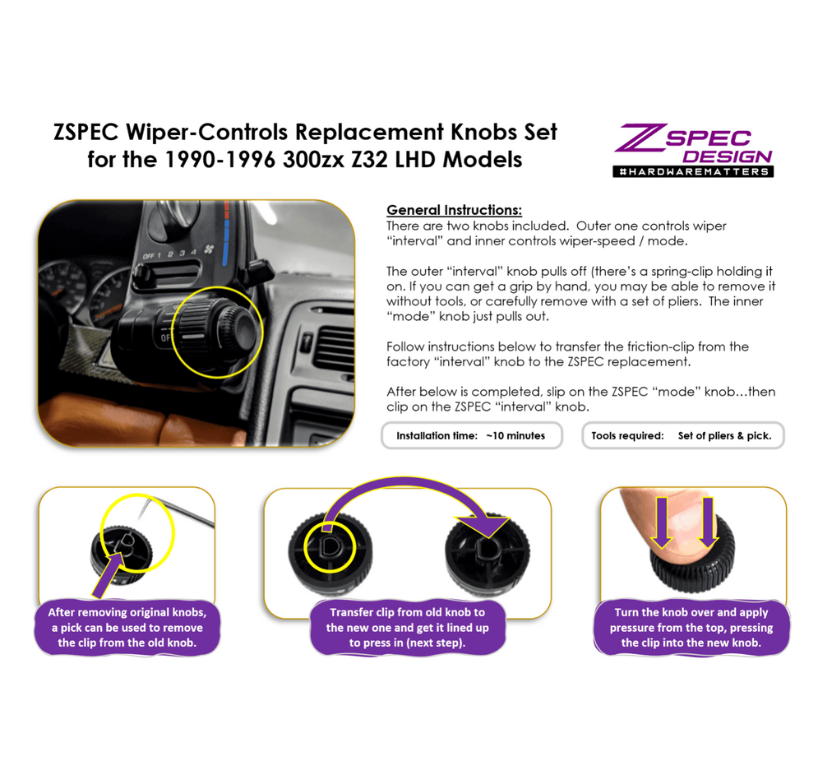 ZSPEC LHD Wiper Control Knobs,Nissan 300zx Z32,Mode & Interval Knobs ZSPEC LHD Wiper Control Knobs,Nissan 300zx Z32,Mode & Interval Knobs
