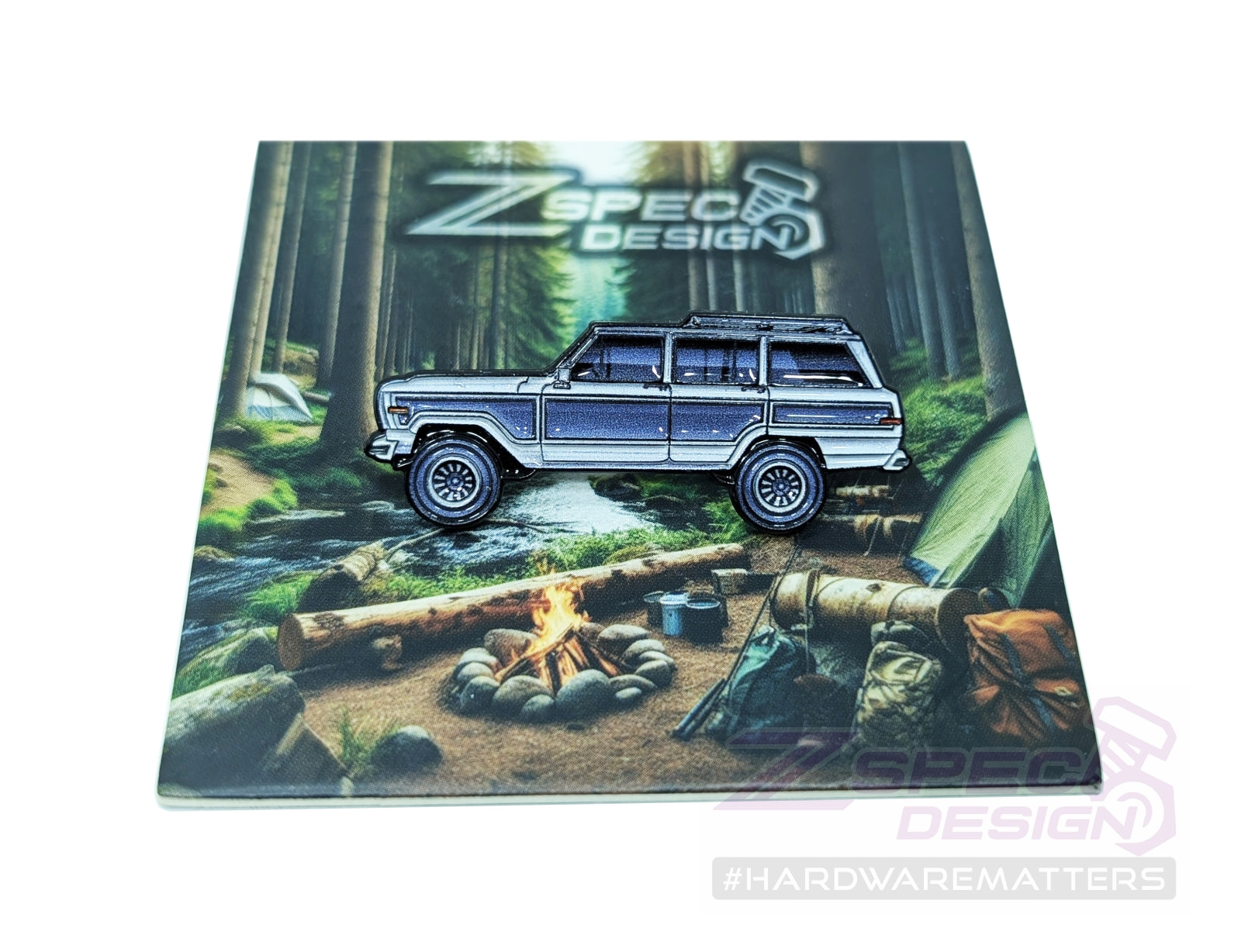 ZSPEC Collector Lapel / Hat Pin - Jeep Wagoneer with Rustic Scene Card - ZSPEC Design LLC - Pin - accessory, corvette, lapel, lifestyle, pin - zspecdesign.com