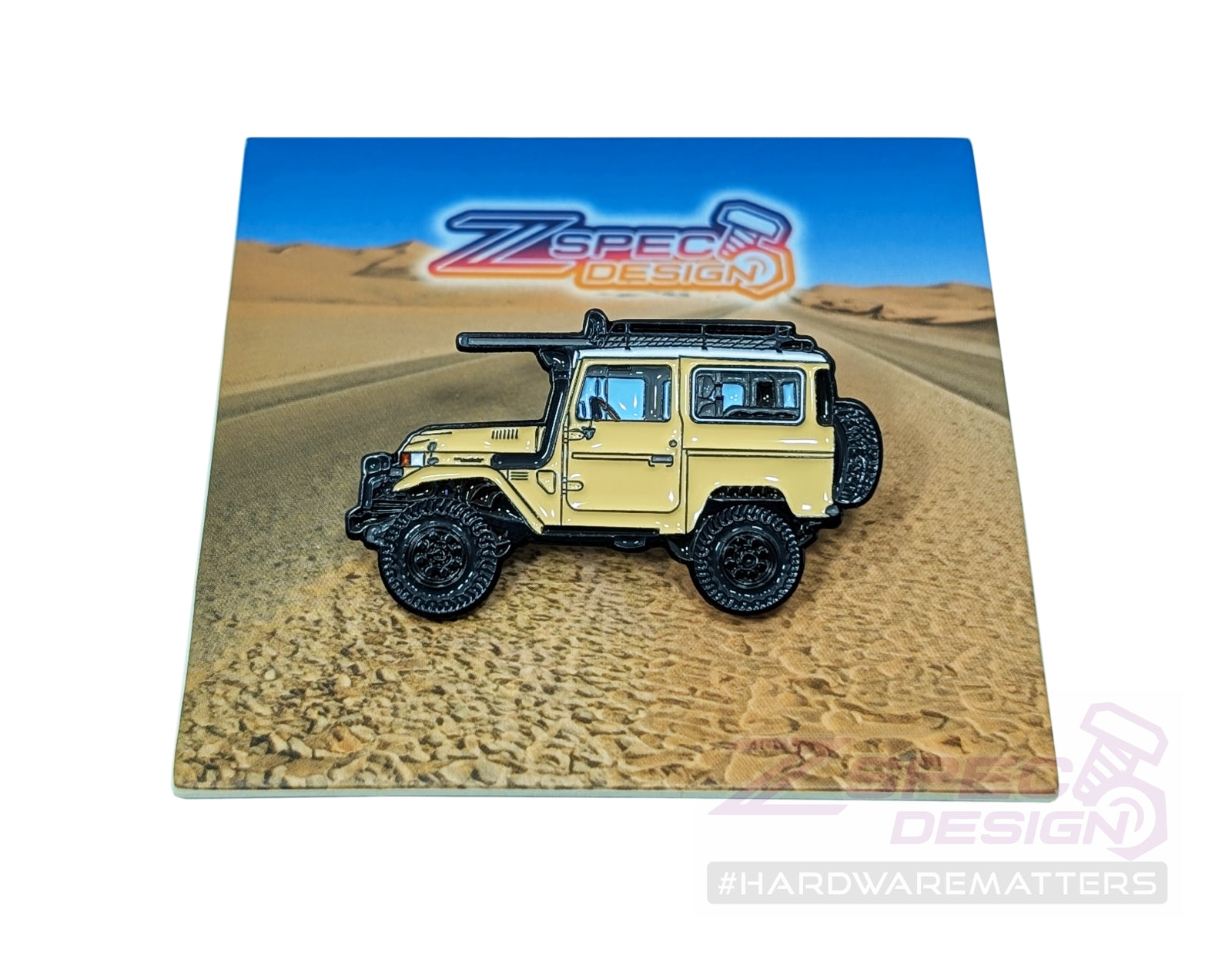 ZSPEC Collector Lapel / Hat Pin - Toyota Landcruiser with Desert-Expedition Card